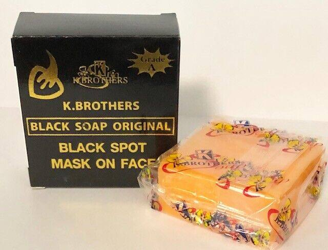 K Brothers Grade A Black Soap 50g Black Spot Mask On Face-100%ORIGINAL MADE IN THAILAND