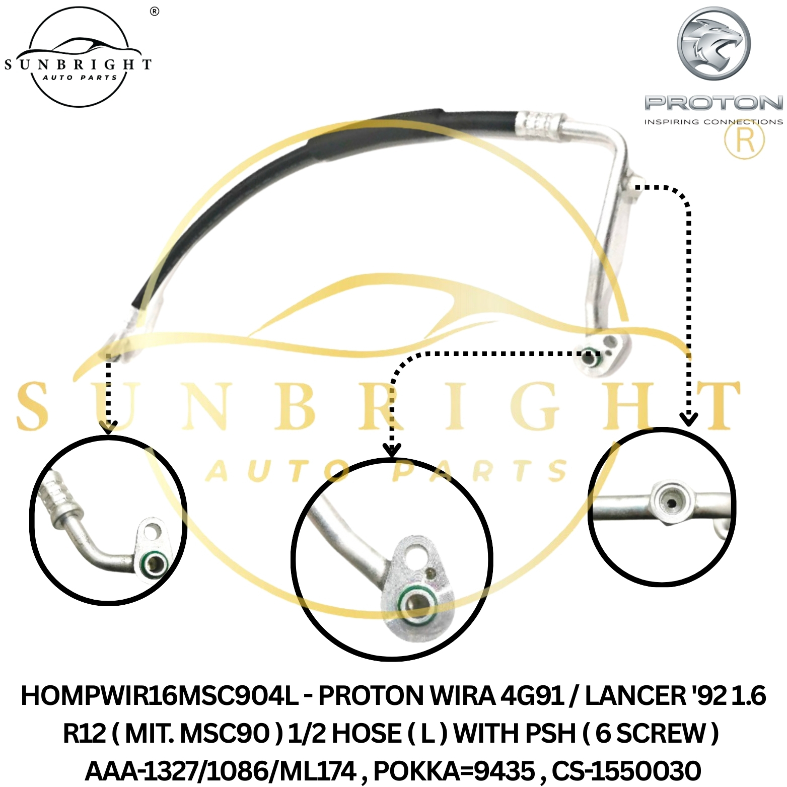 PROTON WIRA 4G91 / LANCER '92 1.6 R12 ( MIT. MSC90 ) 1/2 HOSE ( L ) WITH PSH ( 6 SCREW ) AAA-1327/10