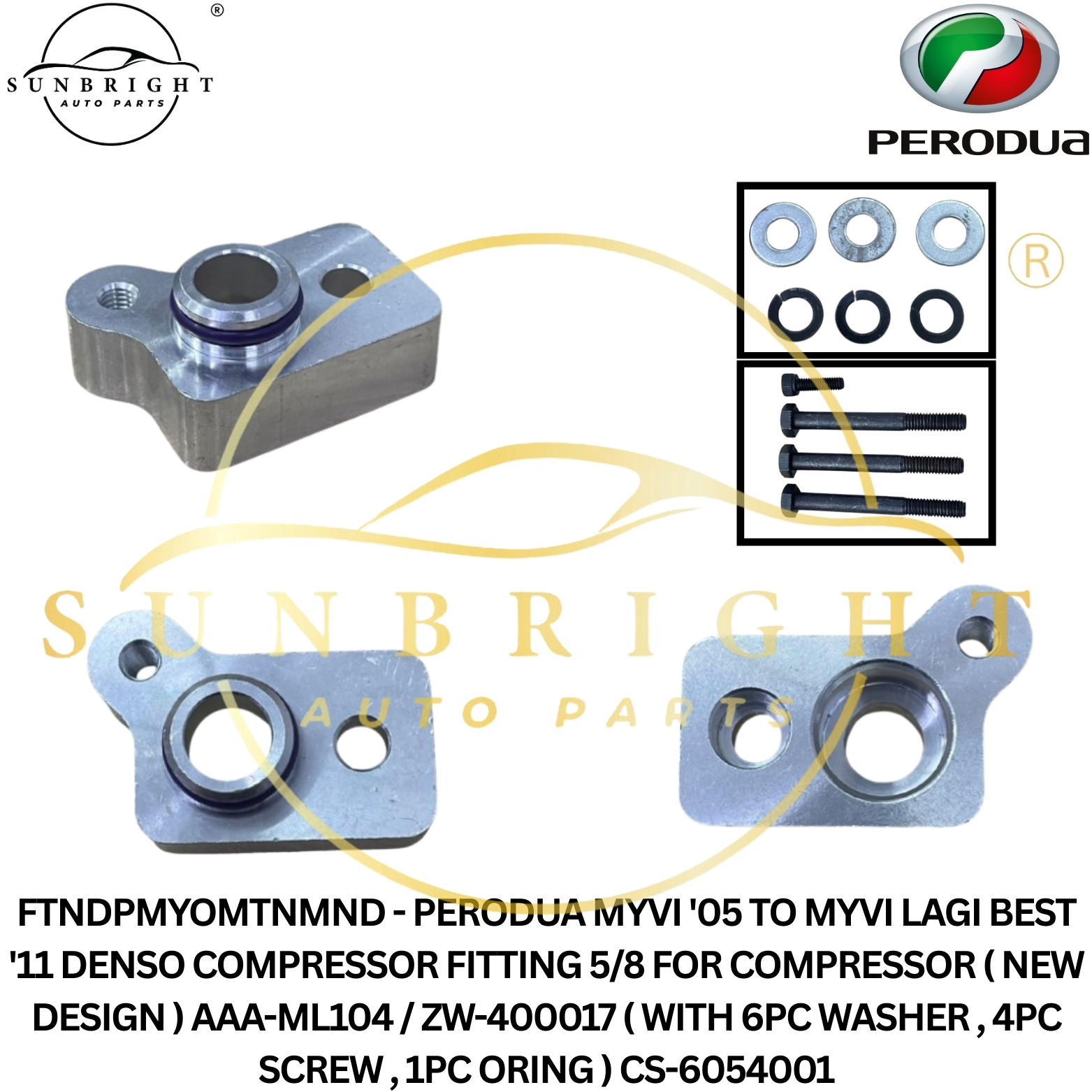 PERODUA MYVI '05 TO MYVI LAGI BEST '11 DENSO COMPRESSOR FITTING 5/8 FOR COMPRESSOR ( NEW DESIGN ) AA