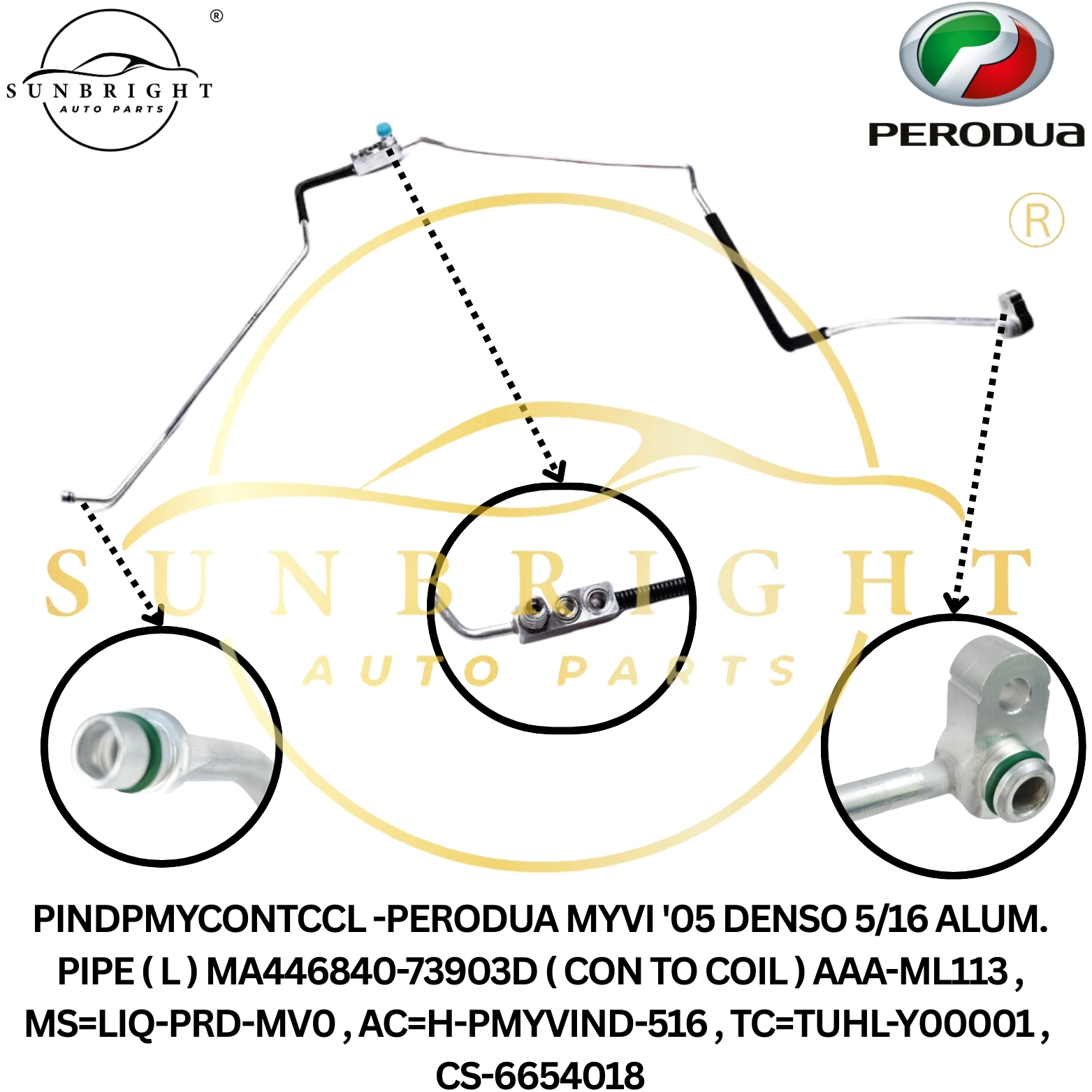 PERODUA MYVI '05 DENSO 5/16 ALUM. PIPE ( L ) MA446840-73903D ( CON TO COIL ) AAA-ML113 , MS=LIQ-PRD-
