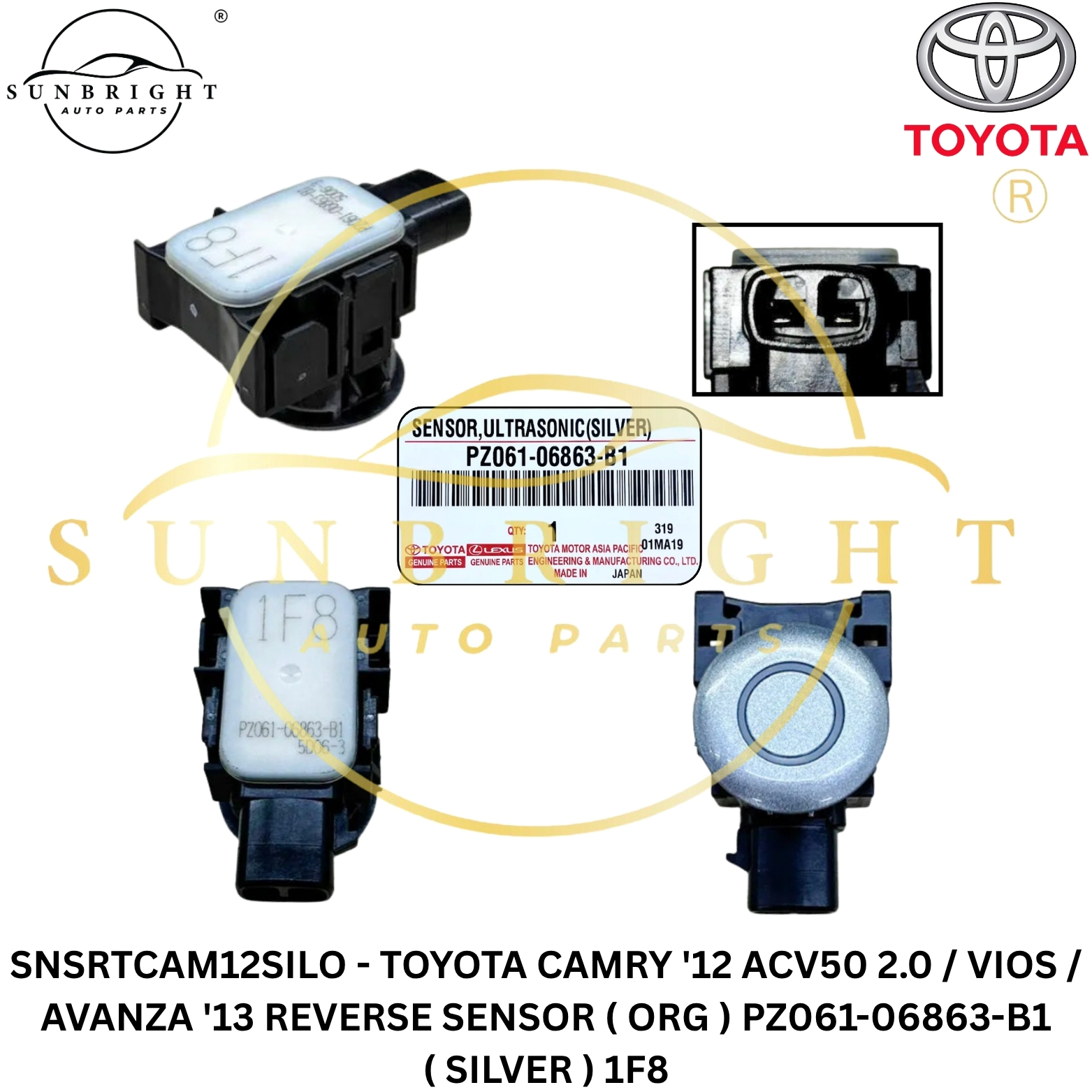 TOYOTA CAMRY '12 ACV50 2.0 / VIOS / AVANZA '13 REVERSE SENSOR ( ORG ) PZ061-06863-B1 ( SILVER ) 1F8