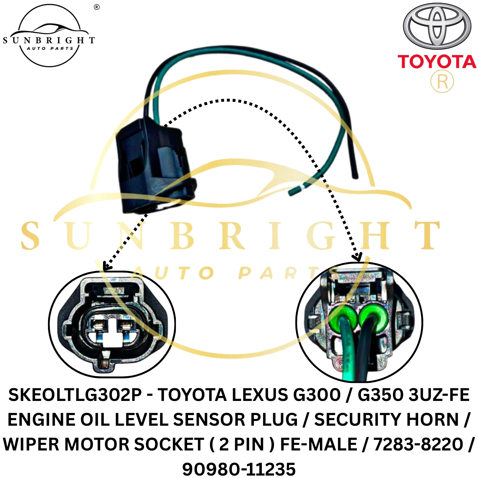 TOYOTA LEXUS G300 / G350 3UZ-FE ENGINE OIL LEVEL SENSOR PLUG / SECURITY HORN / WIPER MOTOR SOCKET ( 