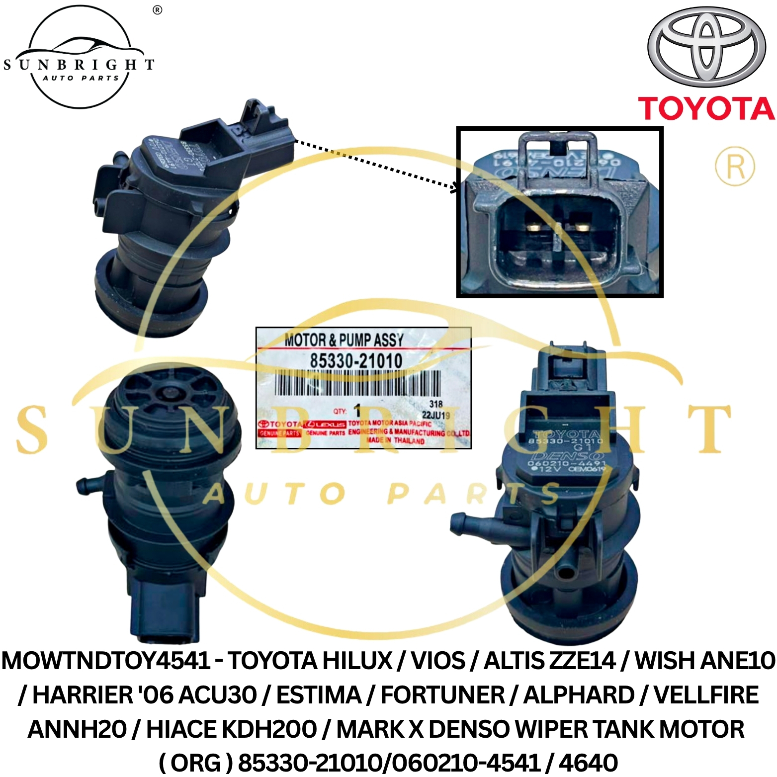 TOYOTA HILUX / VIOS / ALTIS ZZE14 / WISH ANE10 / HARRIER '06 ACU30 / ESTIMA / FORTUNER / ALPHARD / V