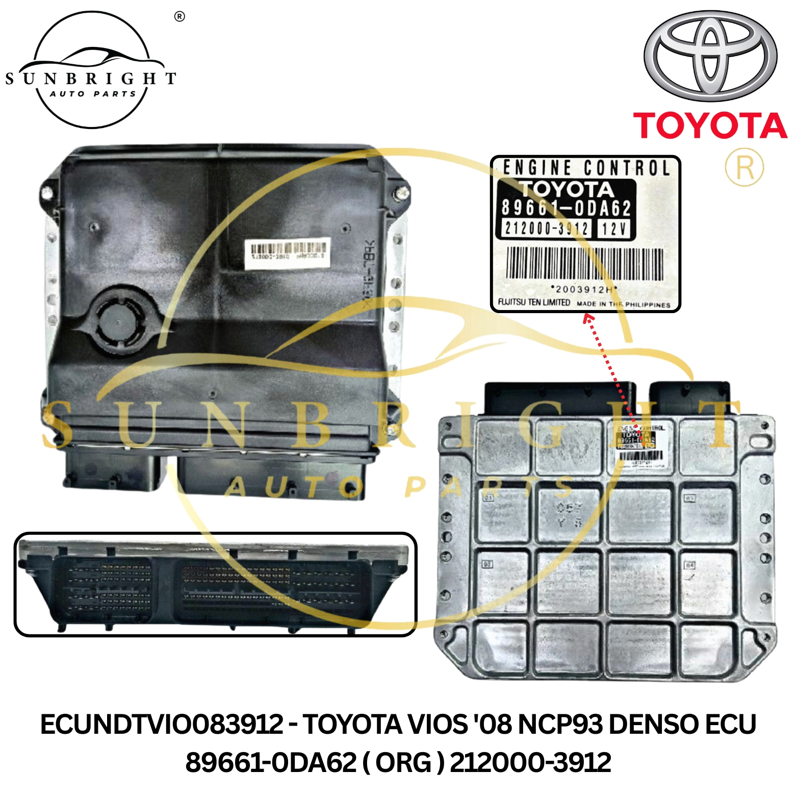 TOYOTA VIOS '08 NCP93 DENSO ECU 89661-0DA62 ( ORG ) 212000-3912