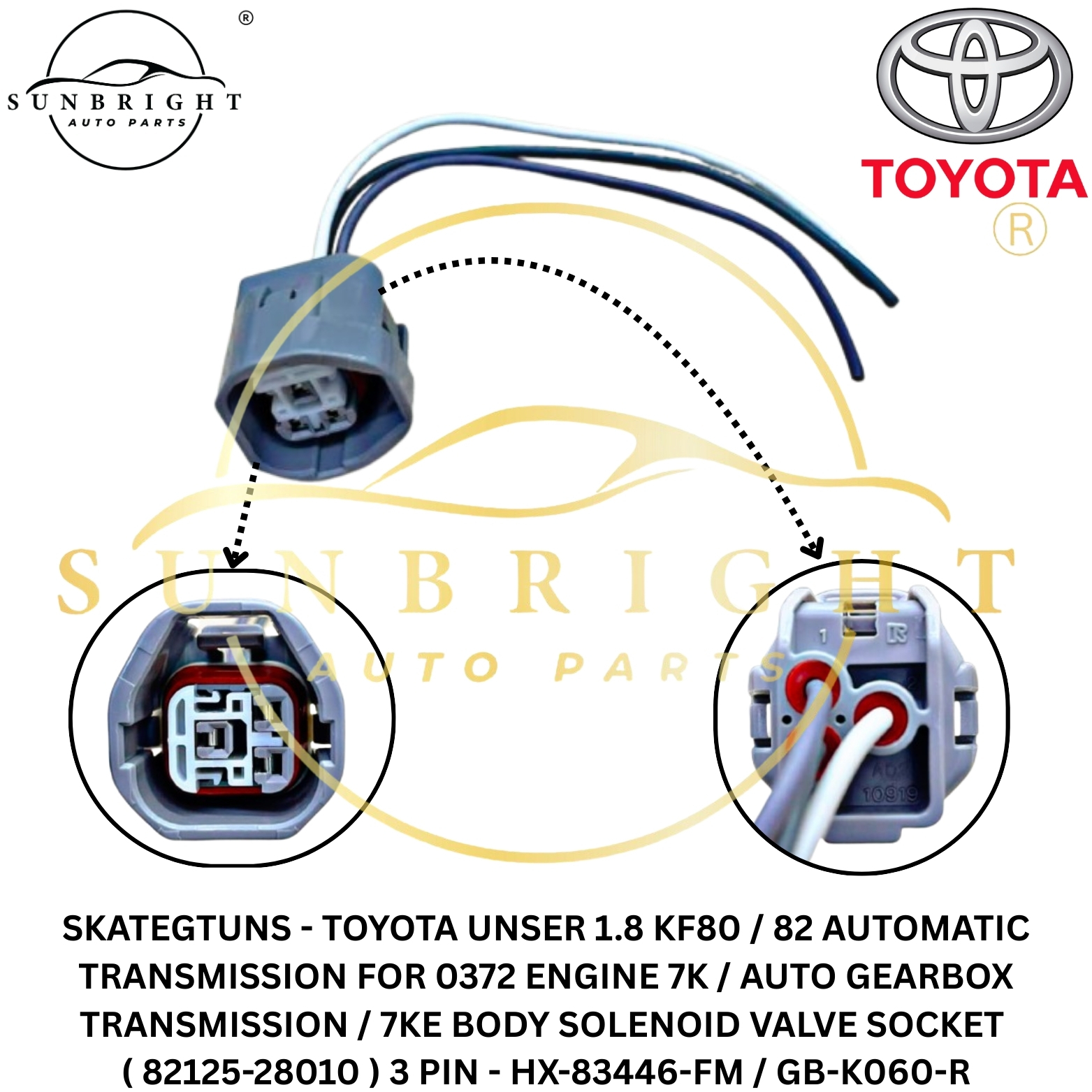 TOYOTA UNSER 1.8 KF80 / 82 AUTOMATIC TRANSMISSION FOR 0372 ENGINE 7K / 7KE BODY SOLENOID VALVE SOCKE