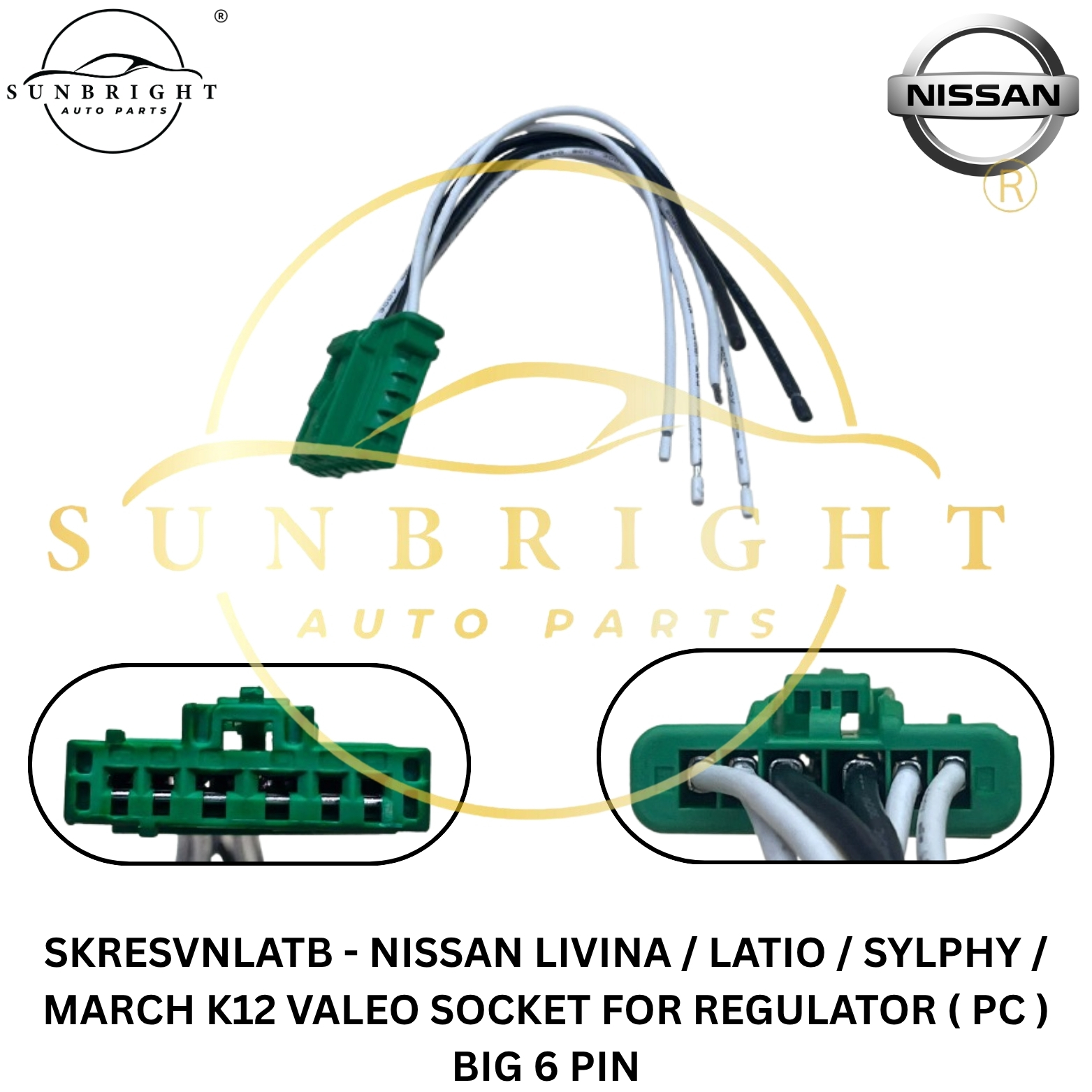 NISSAN LIVINA / LATIO / SYLPHY / MARCH K12 VALEO SOCKET FOR REGULATOR ( PC ) BIG 6 PIN