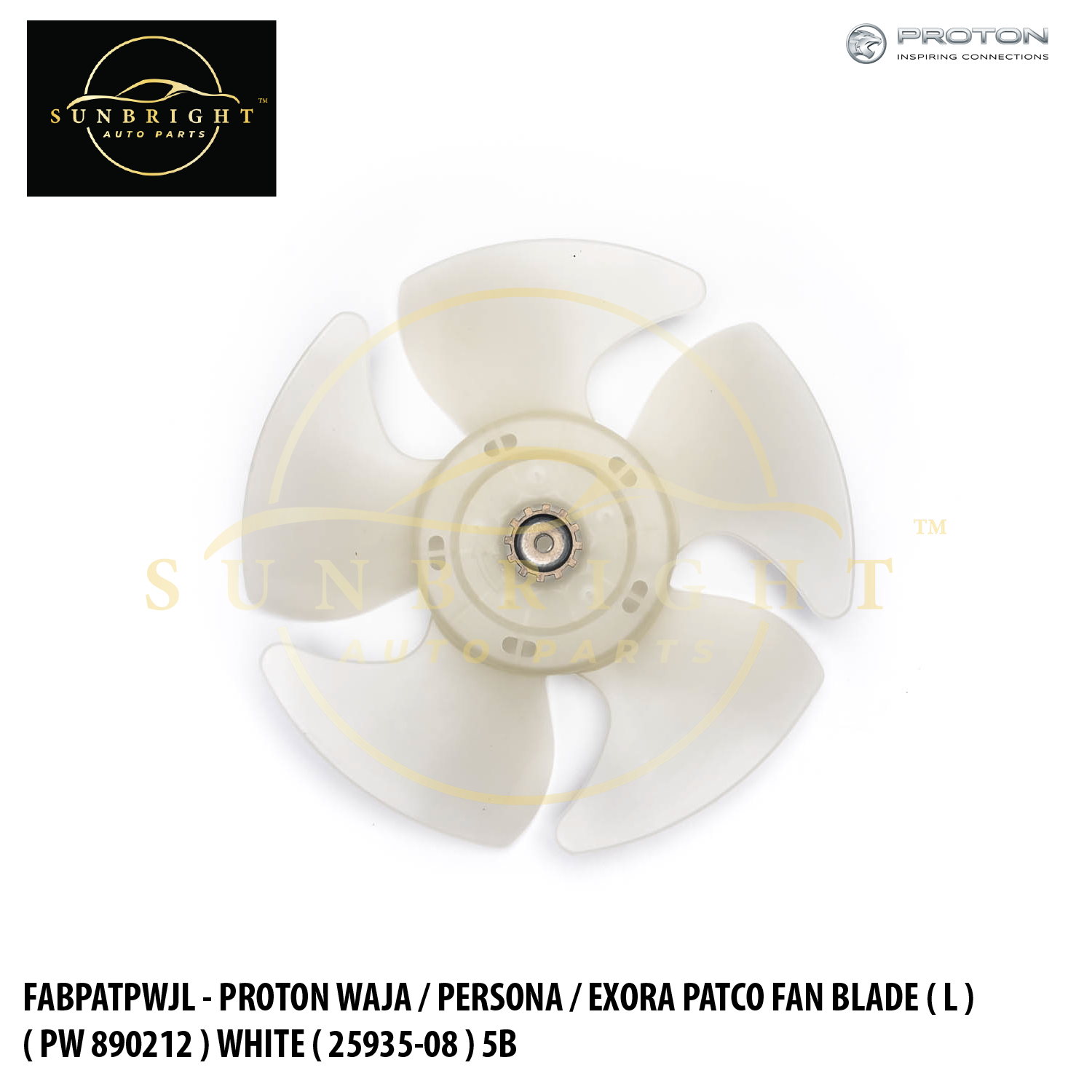 PROTON WAJA / PERSONA / EXORA PATCO FAN BLADE ( L ) ( PW 890212 ) WHITE ( 25935-08 ) 5B
