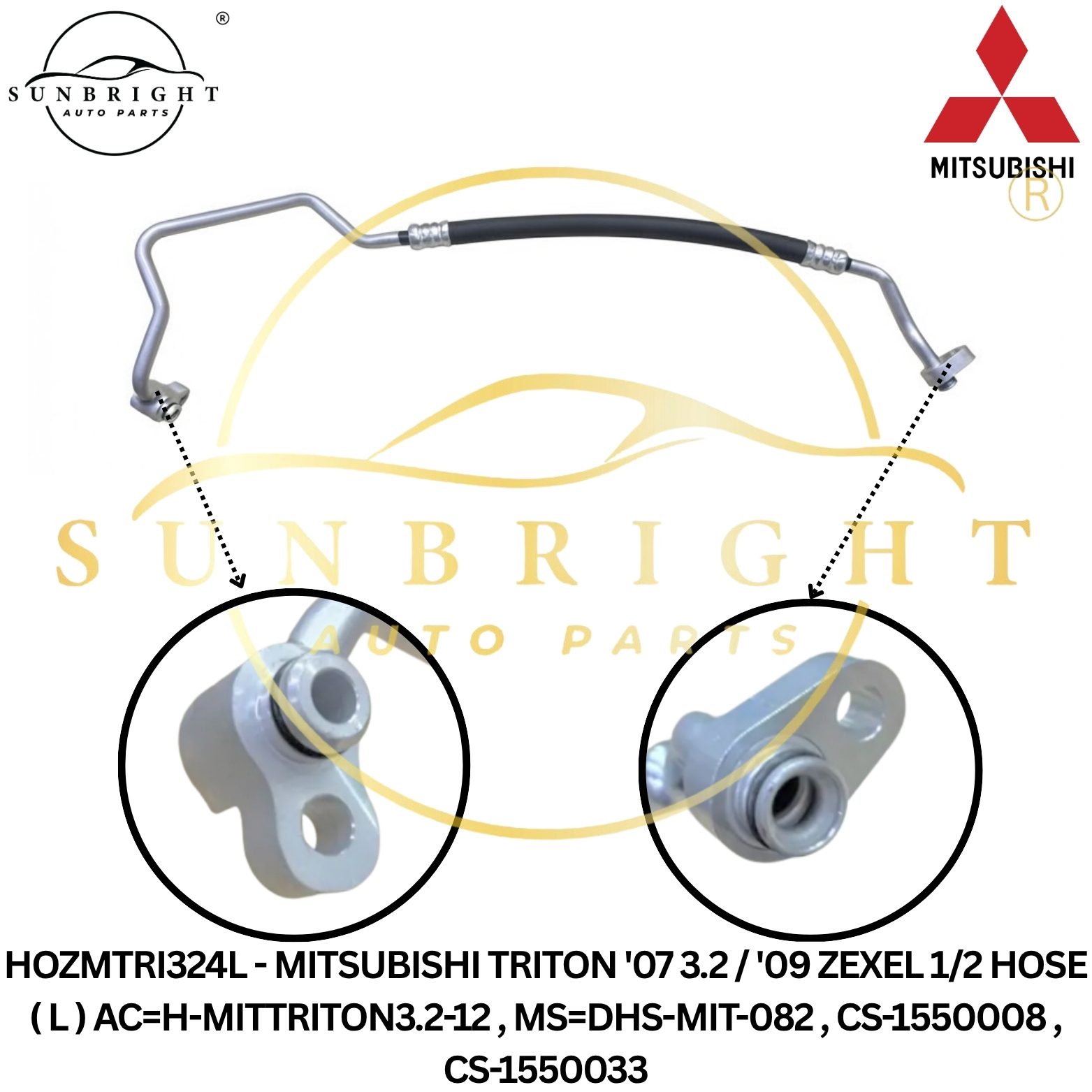 MITSUBISHI TRITON '07 3.2 / '09 ZEXEL 1/2 HOSE ( L ) AC=H-MITTRITON3.2-12 , MS=DHS-MIT-082 , CS-1550