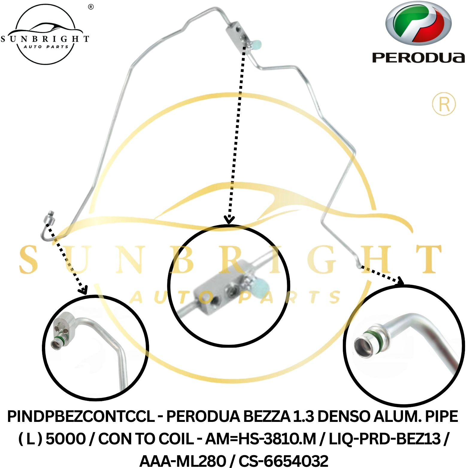 PERODUA BEZZA 1.3 DENSO ALUM. PIPE ( L ) 5000 / CON TO COIL - AM=HS-3810.M / LIQ-PRD-BEZ13 / AAA-ML2