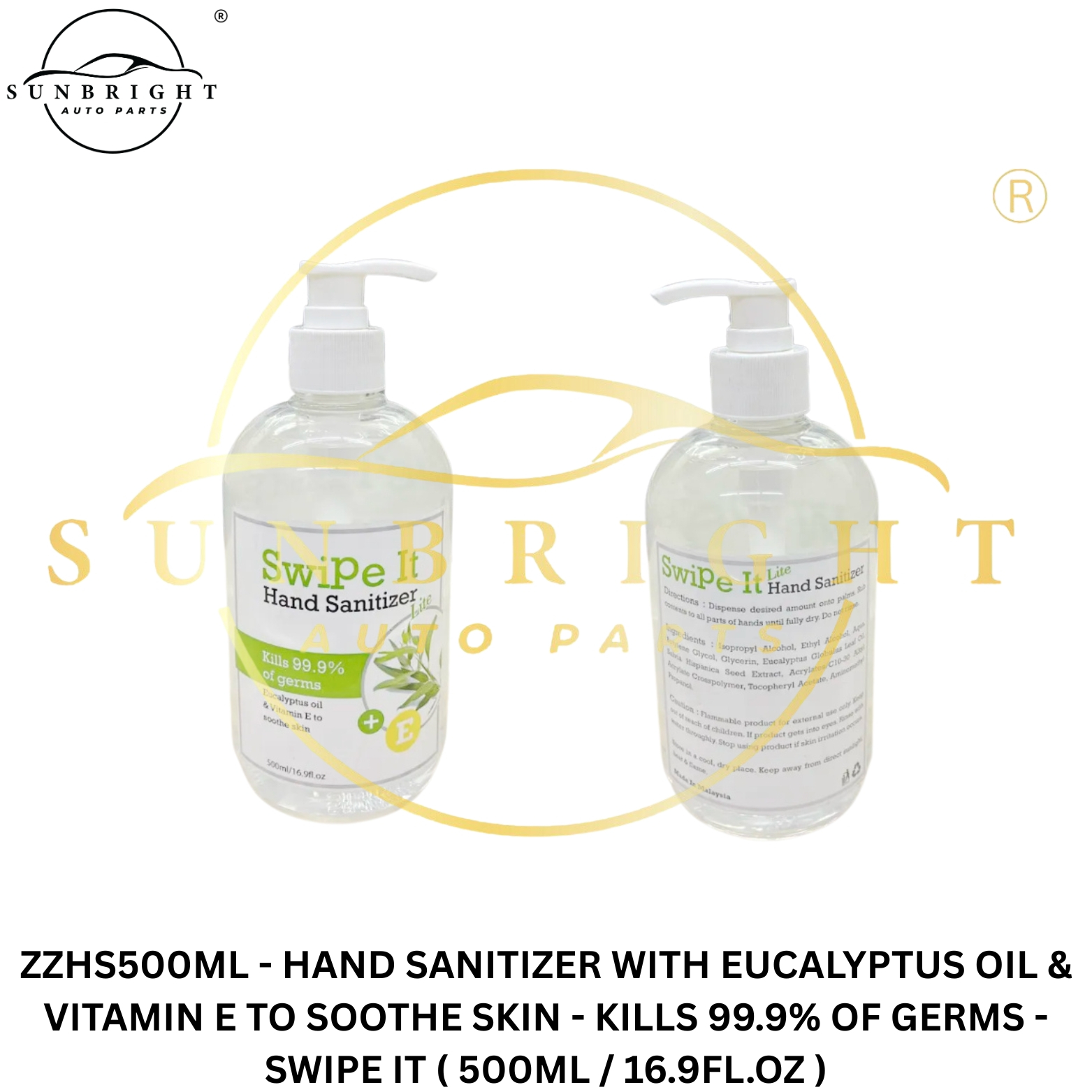 HAND SANITIZER WITH EUCALYPTUS OIL & VITAMIN E TO SOOTHE SKIN - KILLS 99.9% OF GERMS - SWIPE IT ( 50