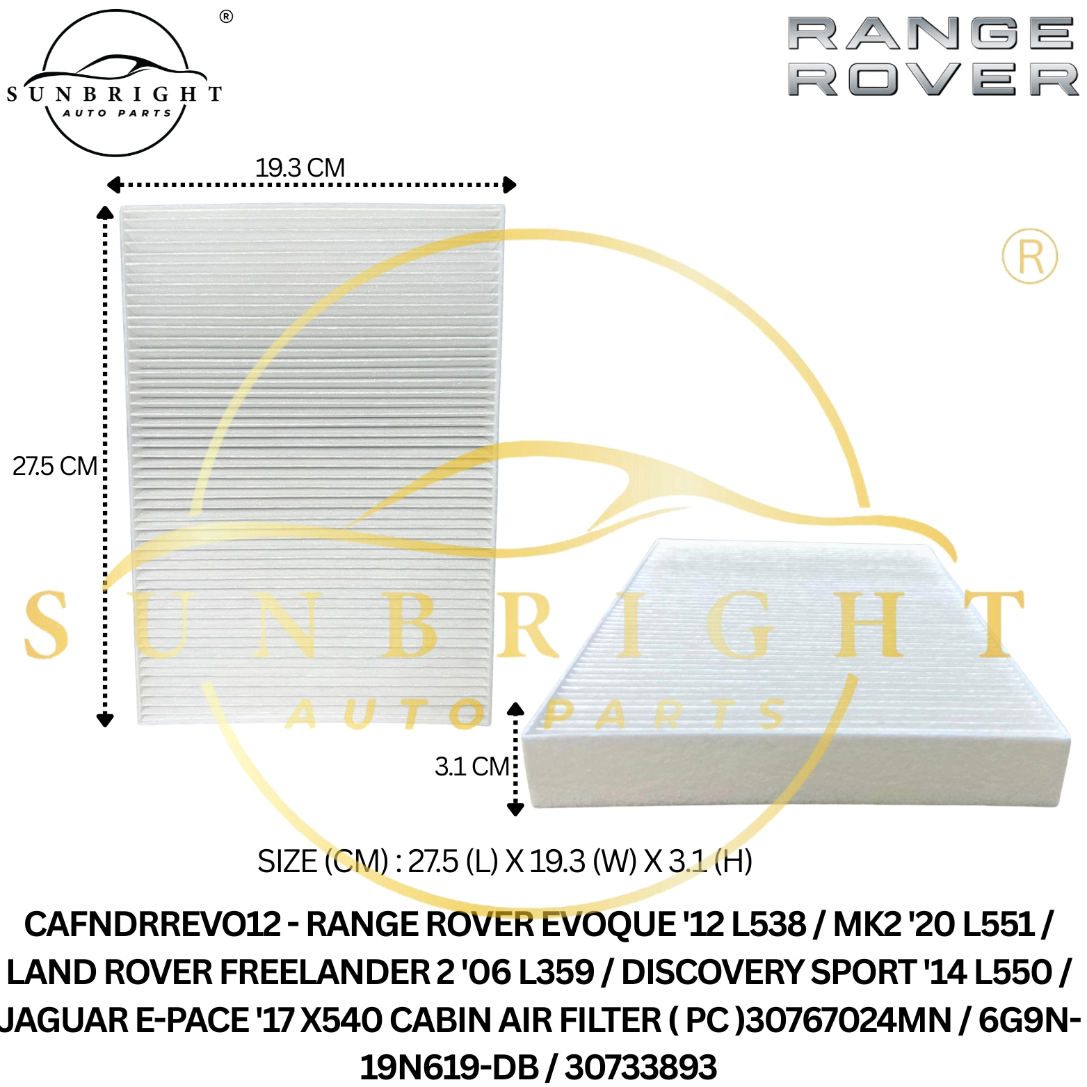 RANGE ROVER EVOQUE '12 L538 / MK2 '20 L551 / LAND ROVER FREELANDER 2 '06 L359 / DISCOVERY SPORT '14 