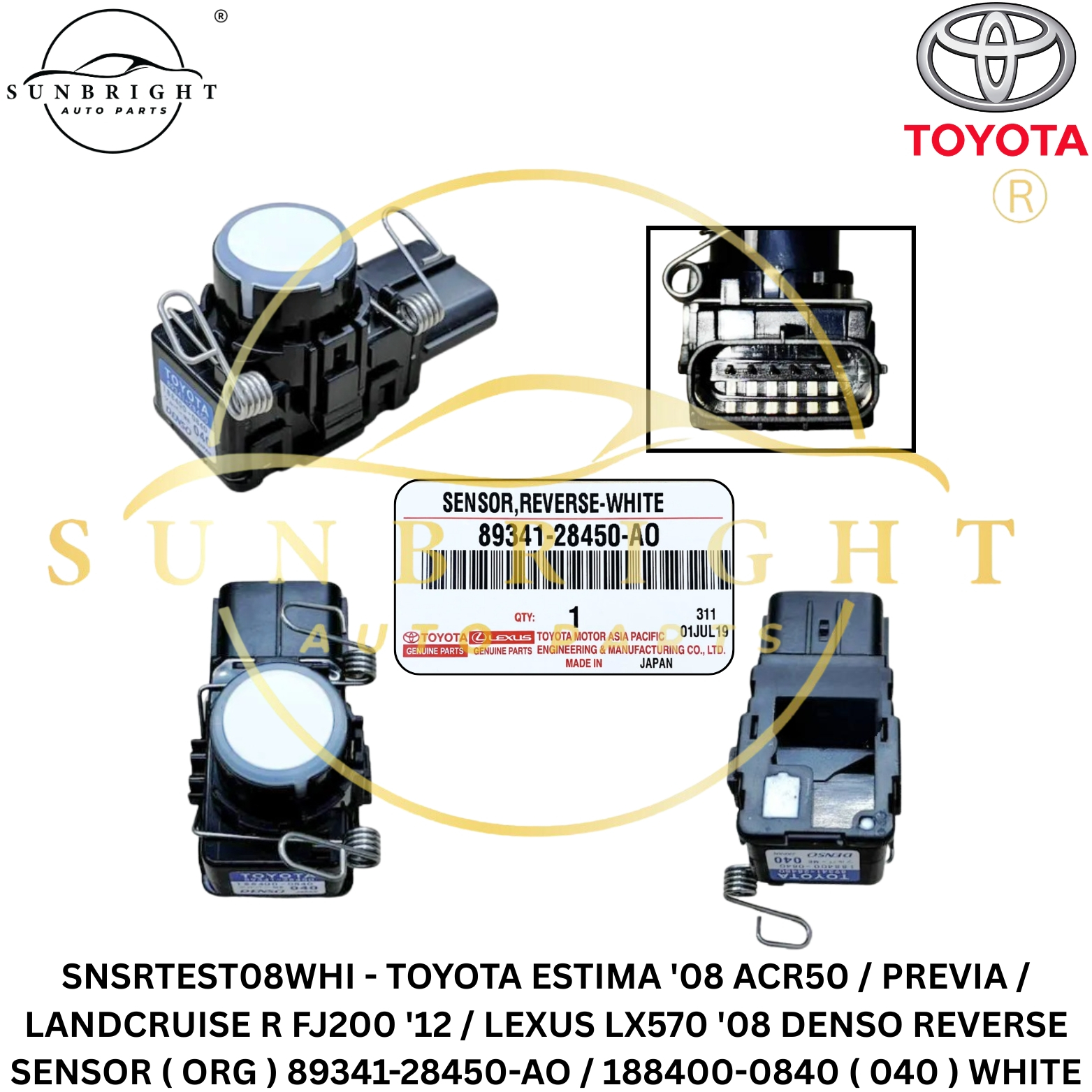 TOYOTA ESTIMA '08 ACR50 / PREVIA / LANDCRUISE R FJ200 '12 / LEXUS LX570 '08 DENSO REVERSE SENSOR ( O