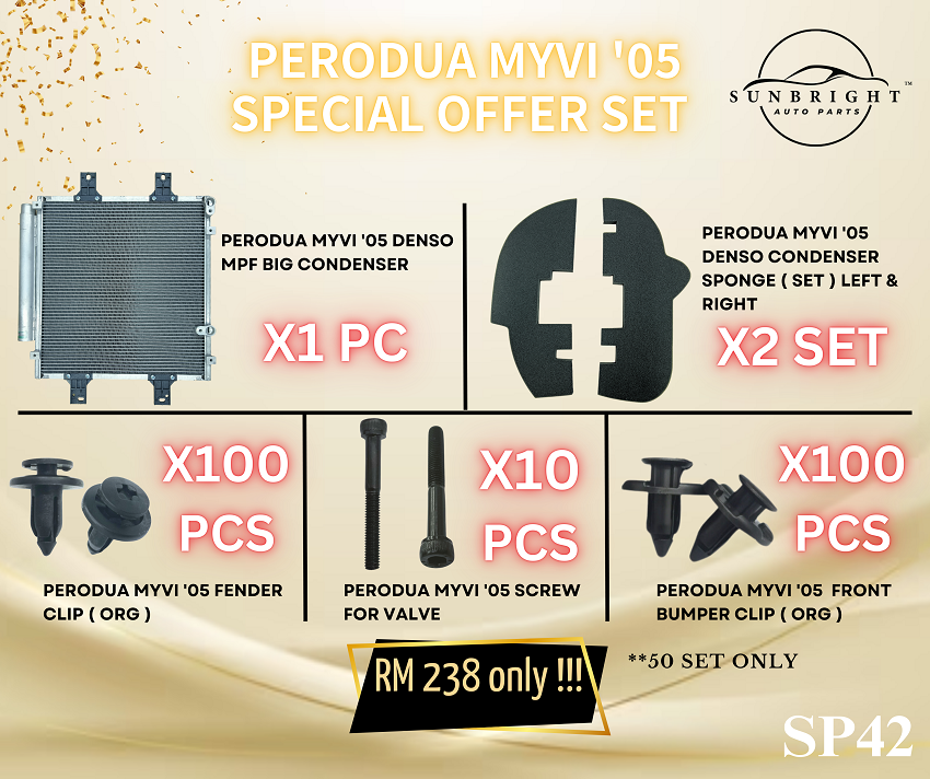 PERODUA MYVI '05 DENSO CONDENSER ( L ) + FRONT BUMPER CLIP ( ORG ) + FENDER CLIP ( ORG ) + SCREW FOR