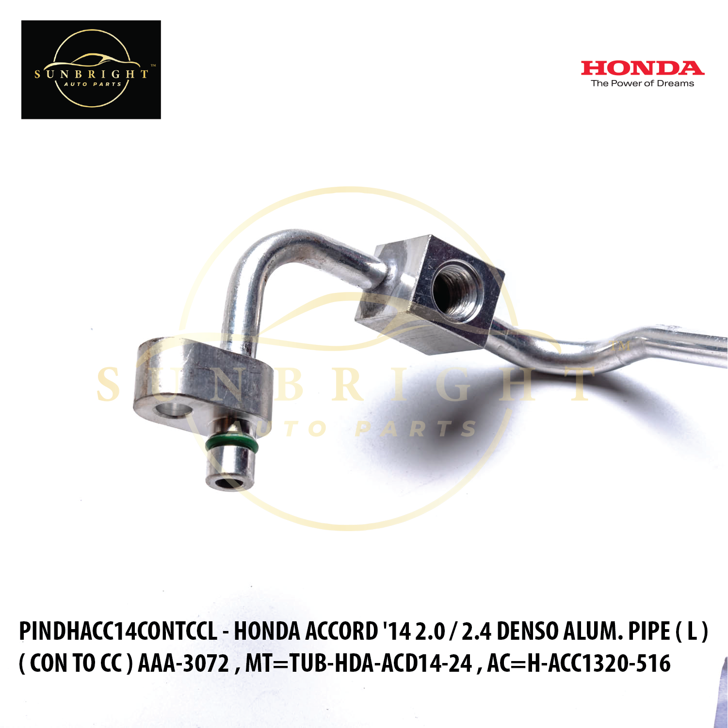 HONDA ACCORD '14 T2A 2.0 / 2.4 DENSO ALUM. PIPE ( L ) ( CON TO CC ) AAA-3072 , MT=TUB-HDA-ACD14-24 ,