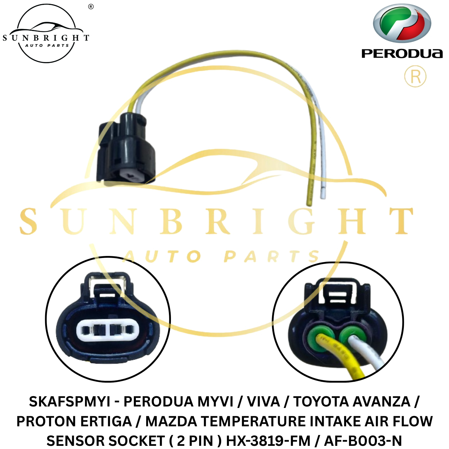 PERODUA MYVI / VIVA / TOYOTA AVANZA / PROTON ERTIGA INTAKE AIR FLOW SENSOR SOCKET ( 2 PIN ) HX-3819-