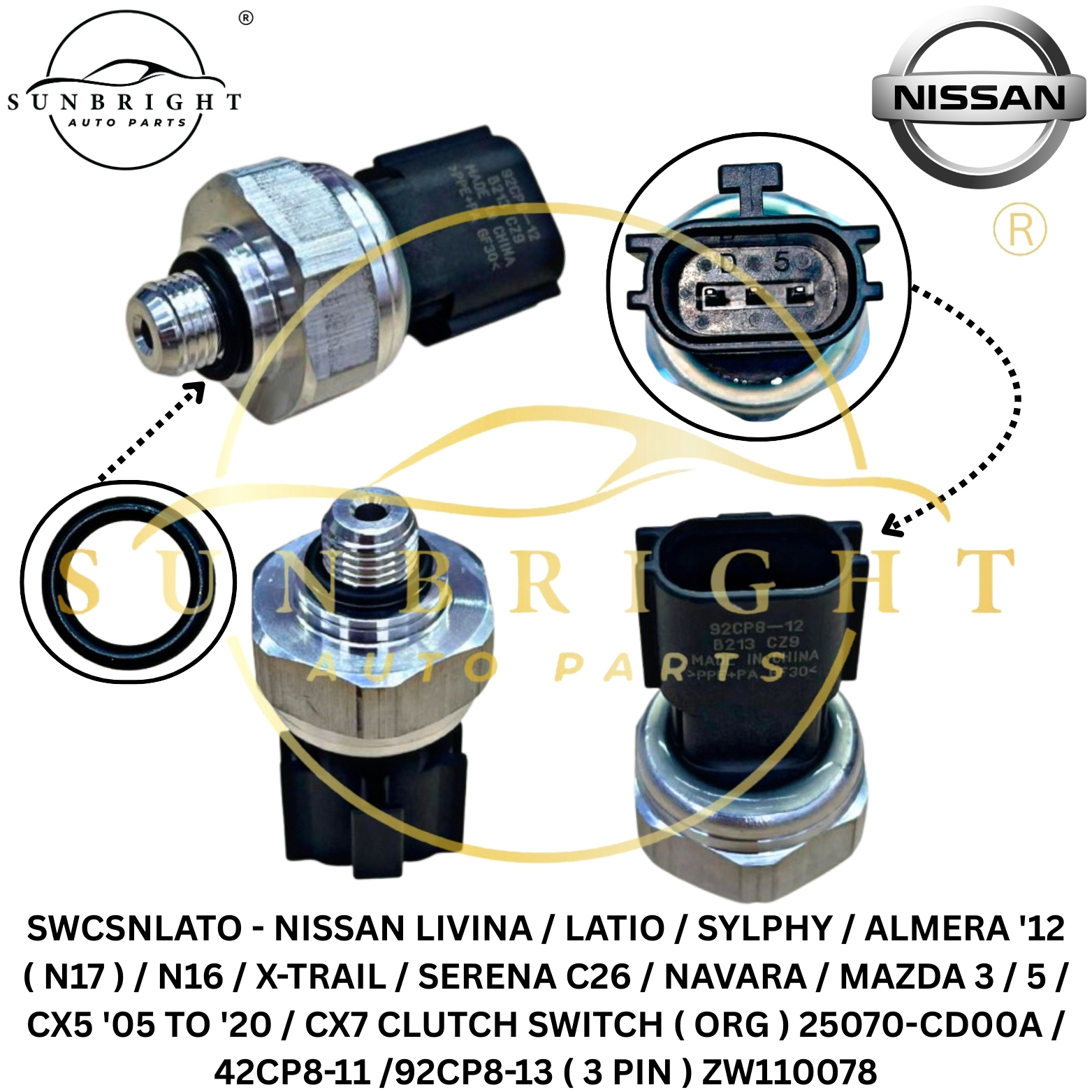 NISSAN LIVINA / LATIO / SYLPHY / ALMERA '12 ( N17 ) / N16 / X-TRAIL / SERENA C26 / NAVARA / MAZDA 3 