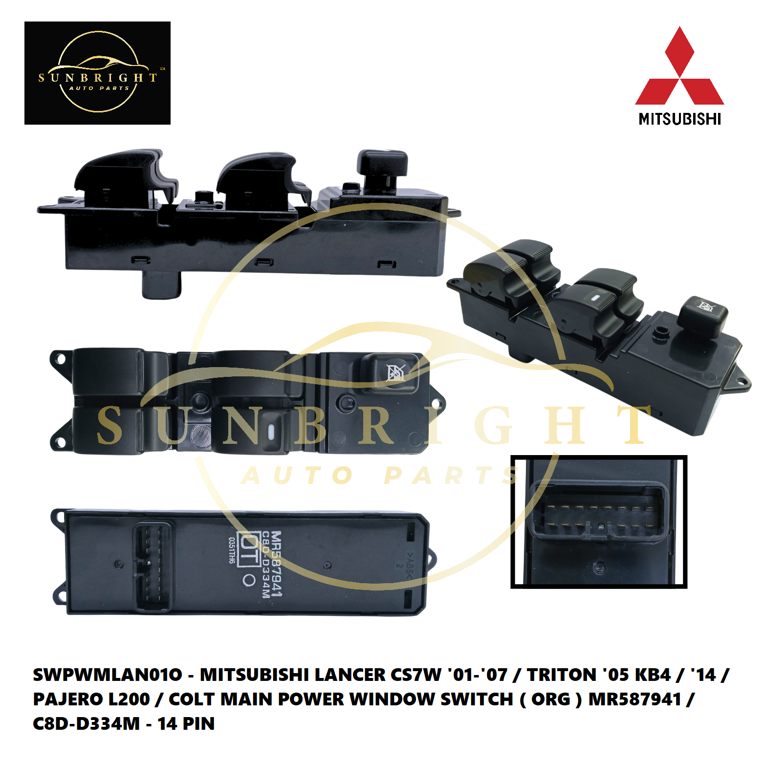 MITSUBISHI LANCER CS7W '01-'07 / TRITON '05 KB4 / '14 / PAJERO L200 / COLT MAIN POWER WINDOW SWITCH 