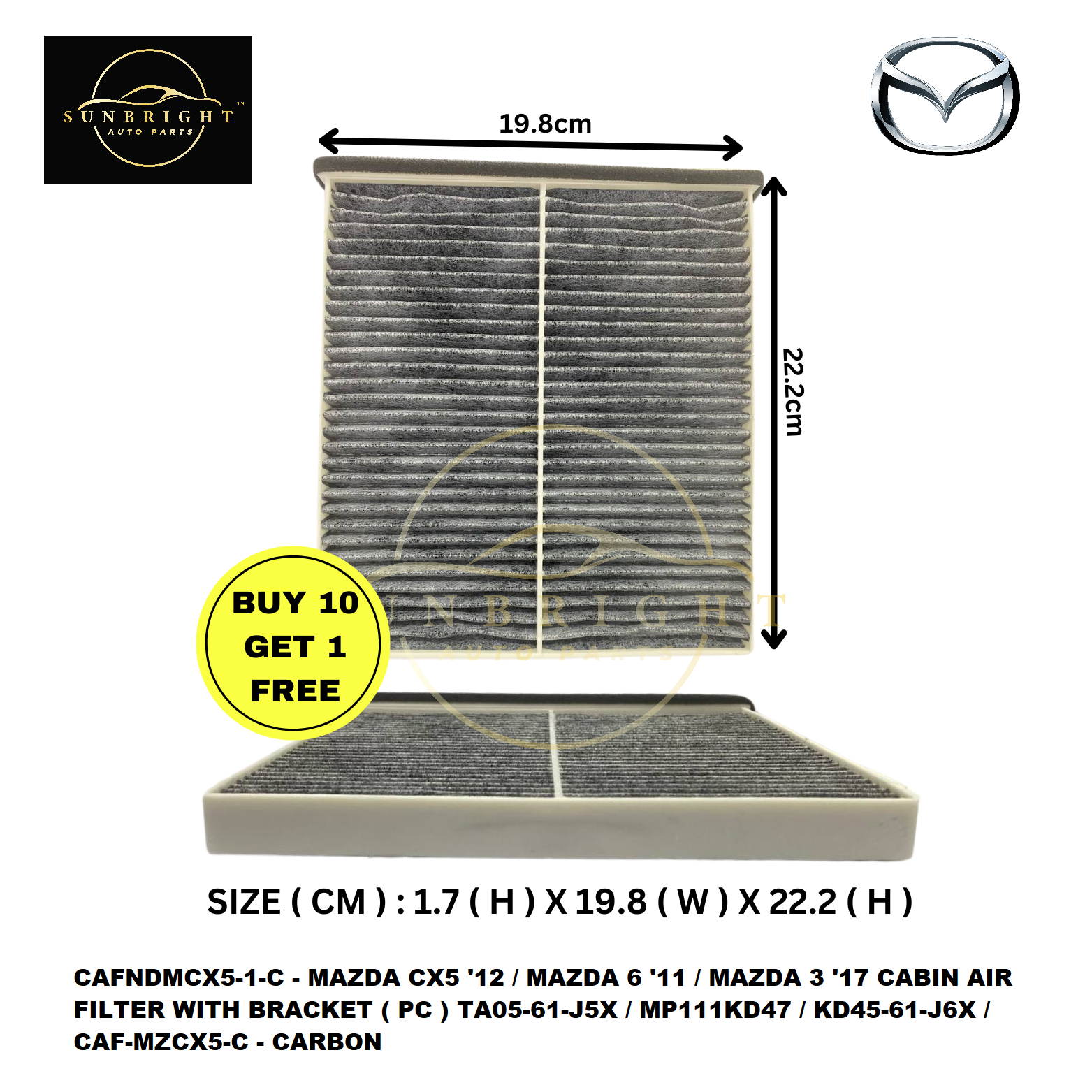 MAZDA CX5 '12 / MAZDA 6 '11 / MAZDA 3 '17 CABIN AIR FILTER WITH BRACKET ( PC ) TA05-61-J5X / MP111KD