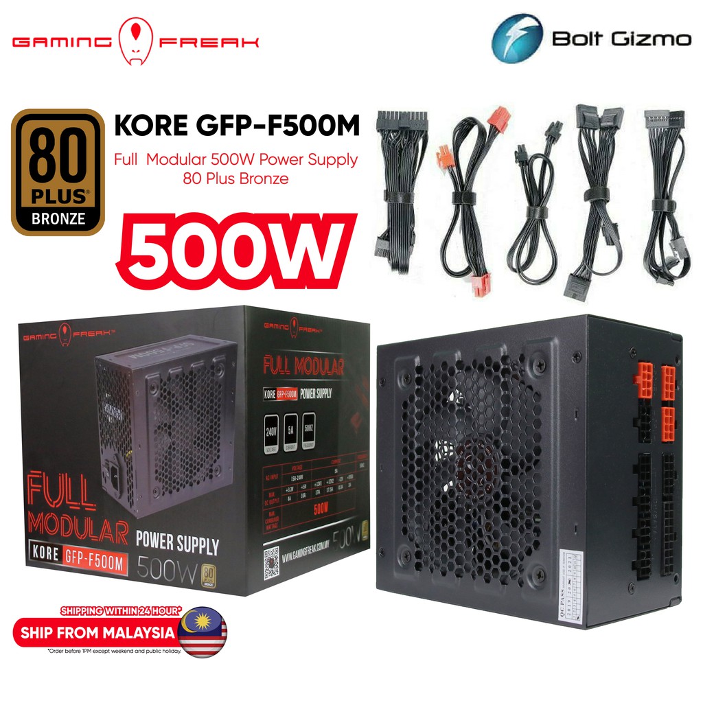 GAMING FREAK KORE 500W FULL MODULAR POWER SUPPLY with dual layer mainboard GFP-F500M PC CPU DESKTOP