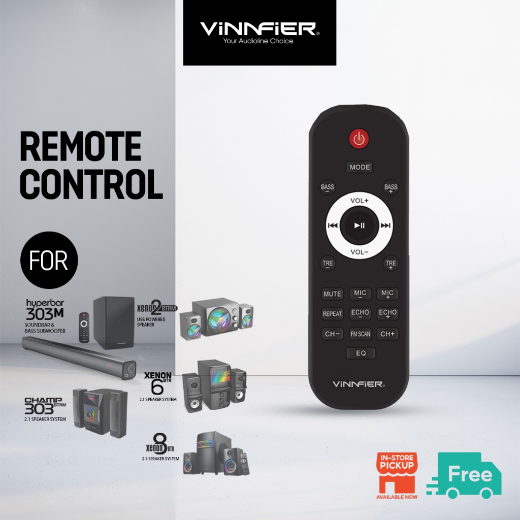 Vinnfier Remote Control For Hyperbar 303 M, Champ 303 BTRM, Xenon 2 BTRM, Xenon 6 BTR, Xenon 8 BTR 2