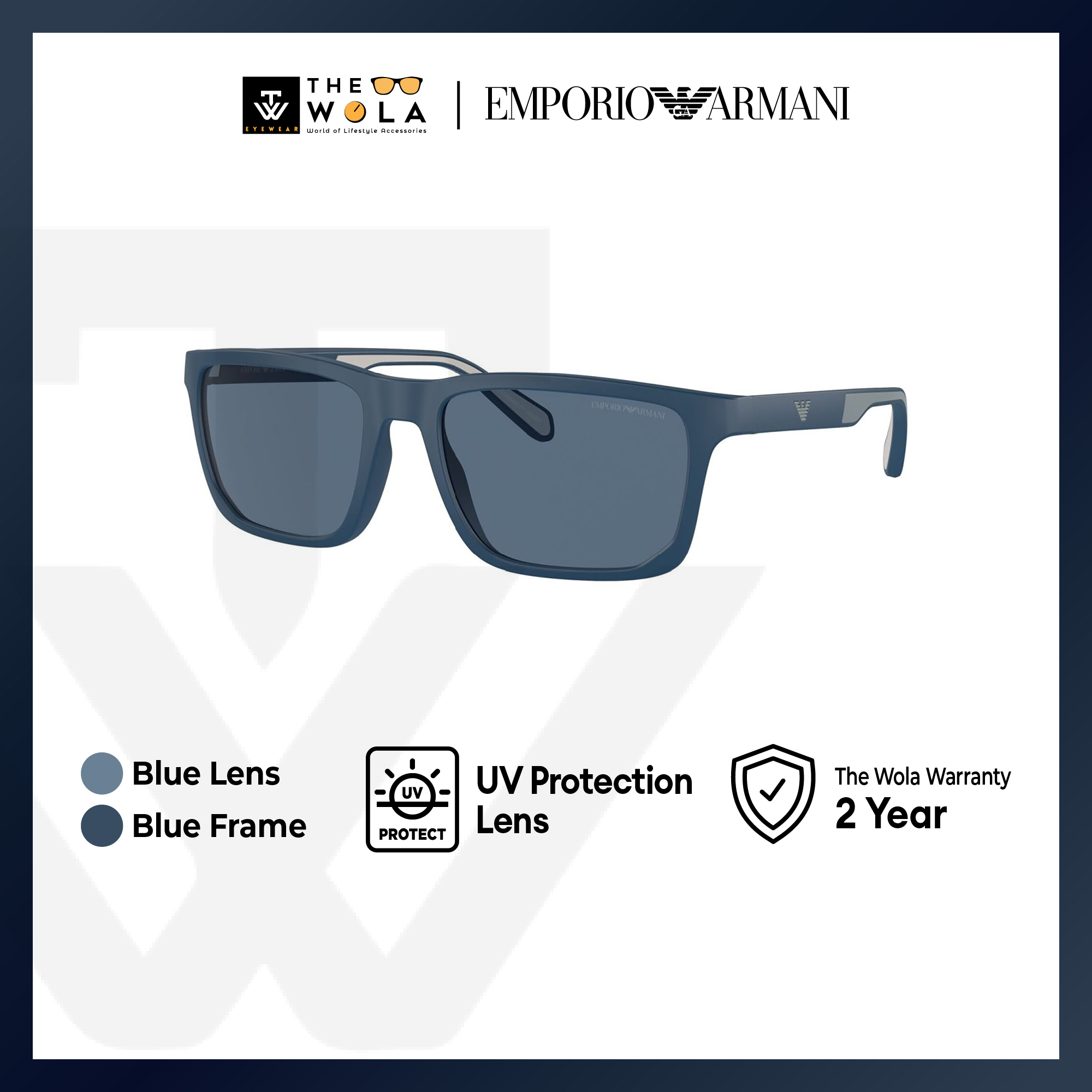 Emporio Armani Men's Rectangle Frame Black Injected Sunglasses - EA4219F