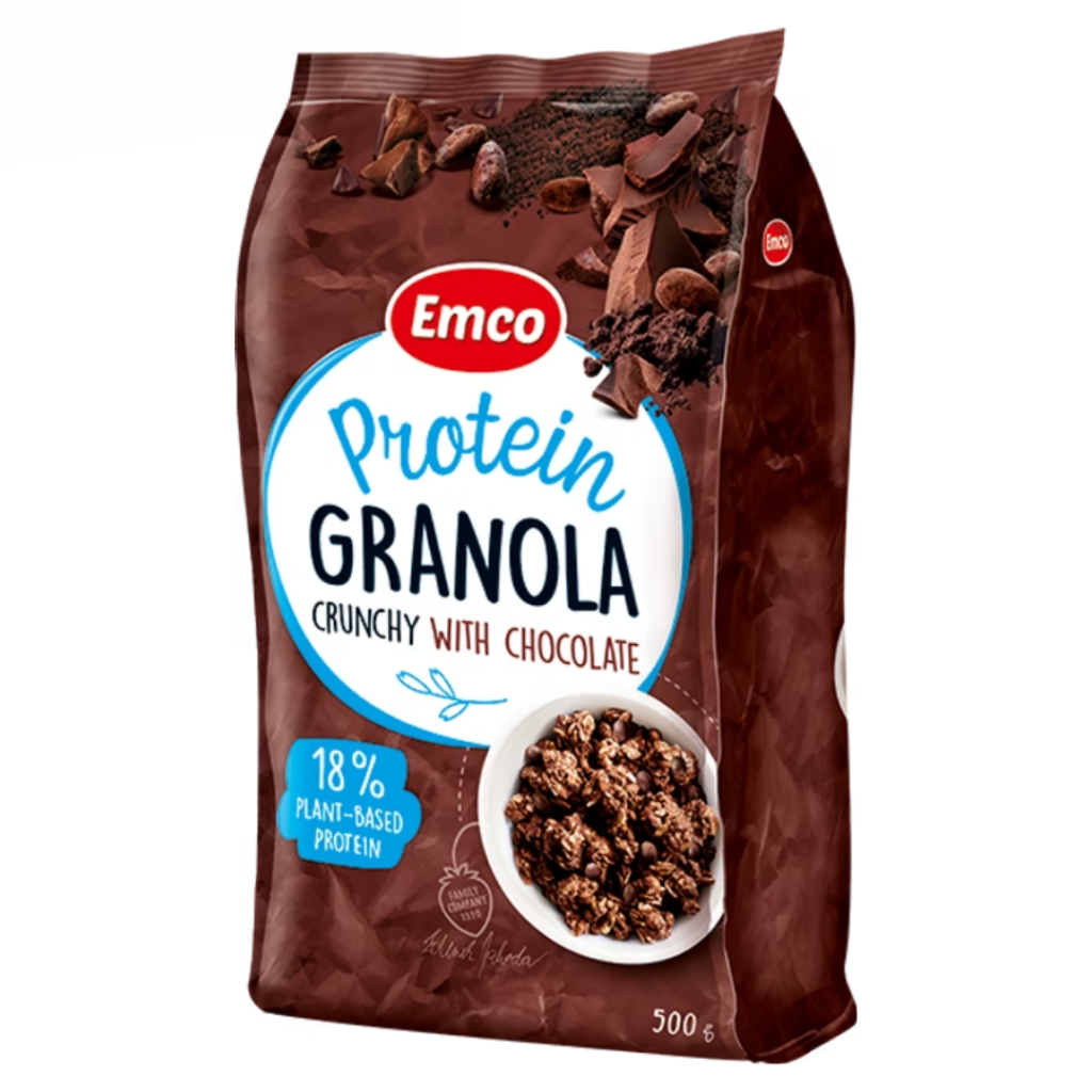 EMCO Protein Granola 500g – Crunchy with Chocolate | High Protein, High Fibre