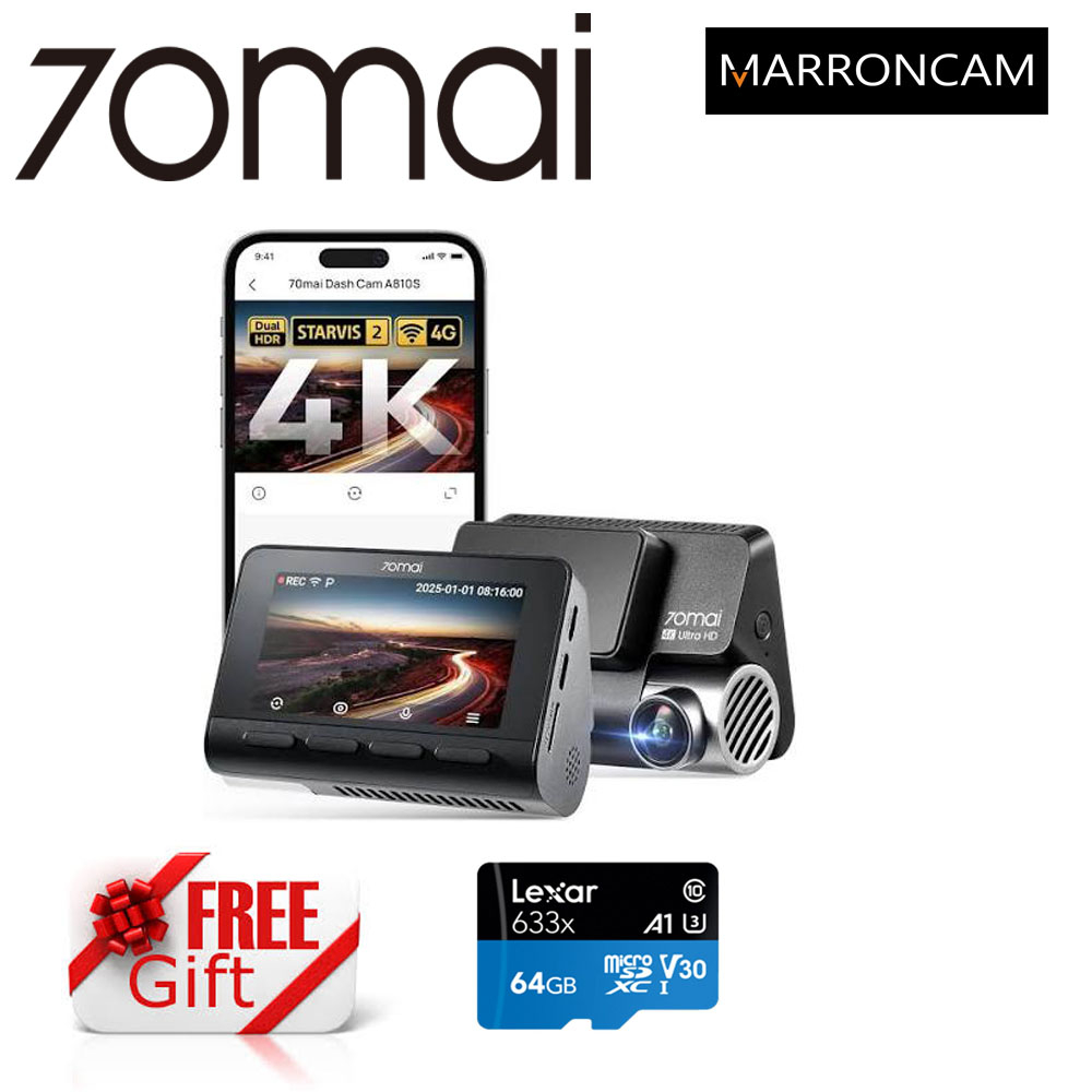 70mai A810S SET 4K Dashcam 4G (HDR)  2026 MODEL