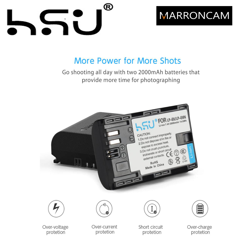 HSU LP-E6N BATTERY FOR CANON EOS 5D MKII, III,VI, 60D,70D, 6D ,80D, 90D,6DMKII,7D, 7D MKII BATTERY