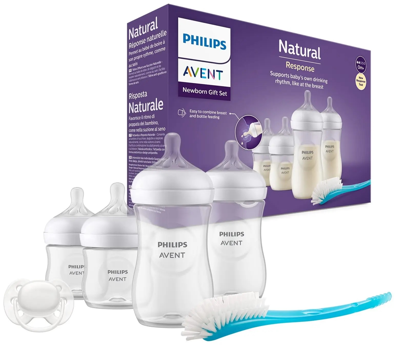 Philips Avent NATURAL Newborn Starter Set Gift Set Bottle Soother Clip Brush Botol Susu Puting Klip 