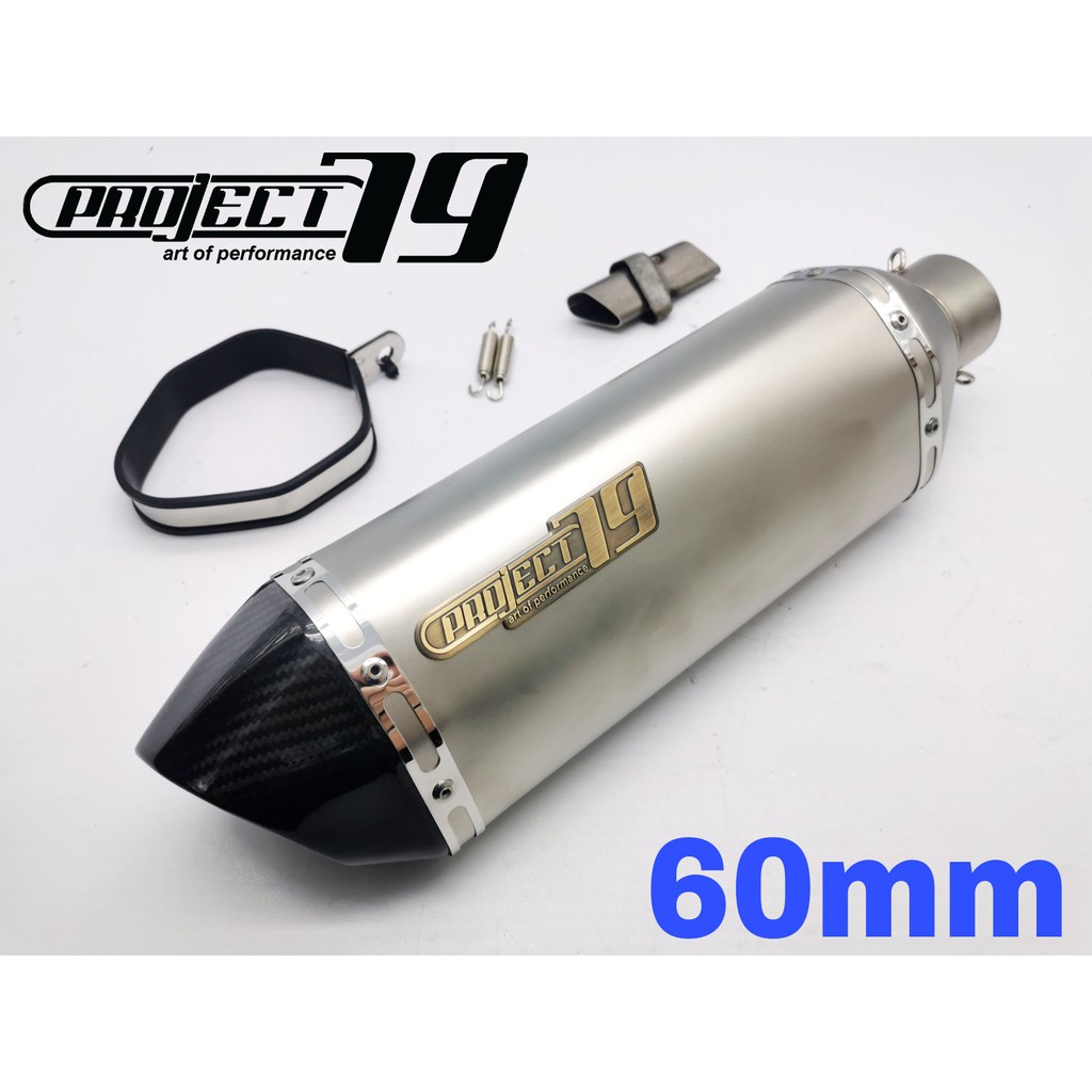 Project79 60mm Universal Muffler Tabung Silver Exhaust Z1000 Z800 GTR1400 ZX14R R1 R6 CBR600 CBR1000