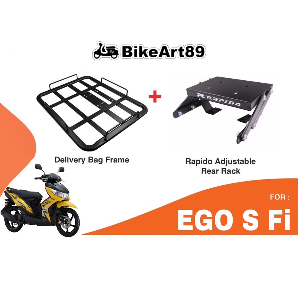 Monorack Ego S Fi RAPIDO Foodpanda Grabfood Heavy Duty With Delivery Bag Frame Tapak Accessories