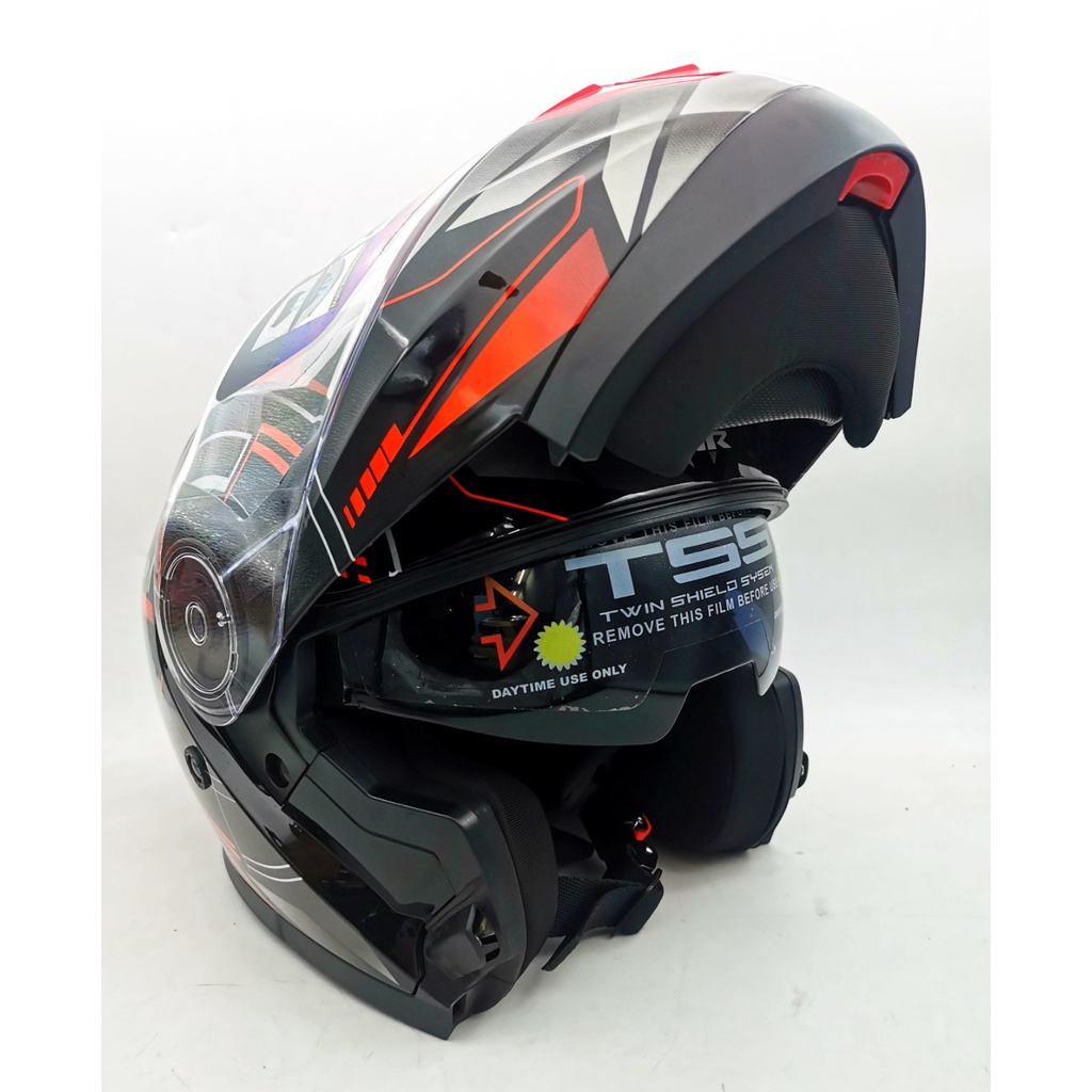MHR FU926 Racing Full Face Helmet Black Red Double Visor Flip Up Ninja CBR250RR Z800 Z250 R6 R15M R1