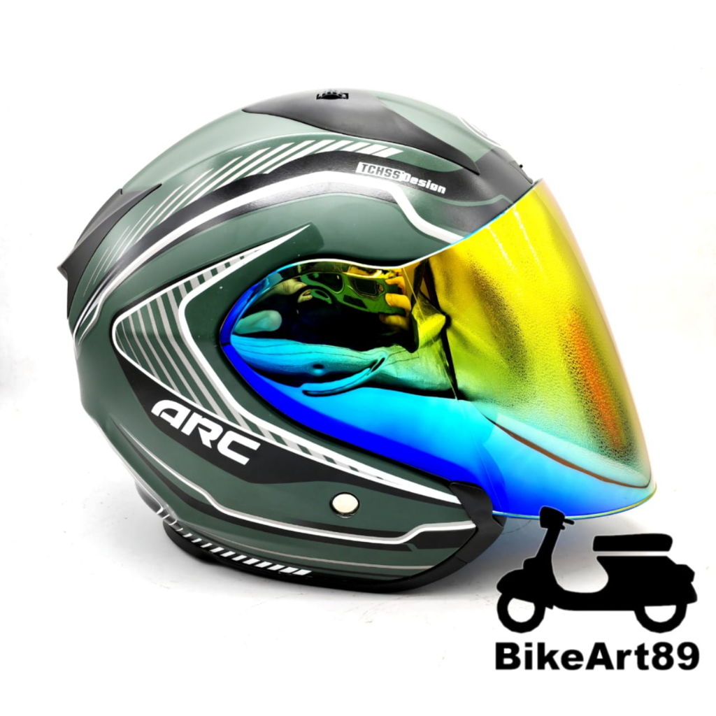 Helmet ARC XR Beats ARMY GREEN With Color Visor Clear Smoke Rainbow Blue Purple Accessories Ritz V2 