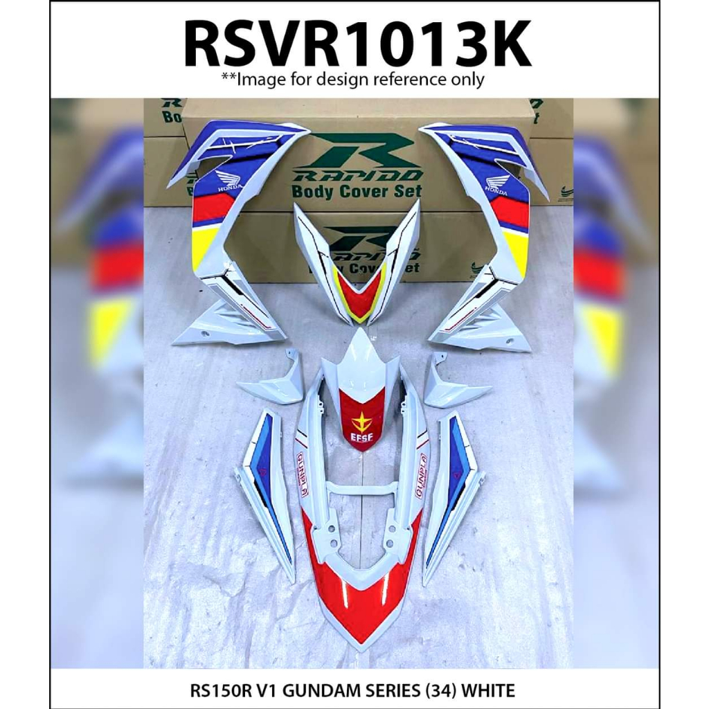 Rapido Cover Set Honda RS150 V1 V2 V3 White Gundam Series (34) Accessories Motor RS 150 Supra GTR Pu