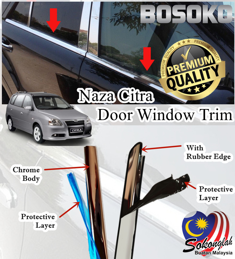 Bosoko Door Window Trim Panel - Stainless Steel - 1set / 4pcs - Naza Citra