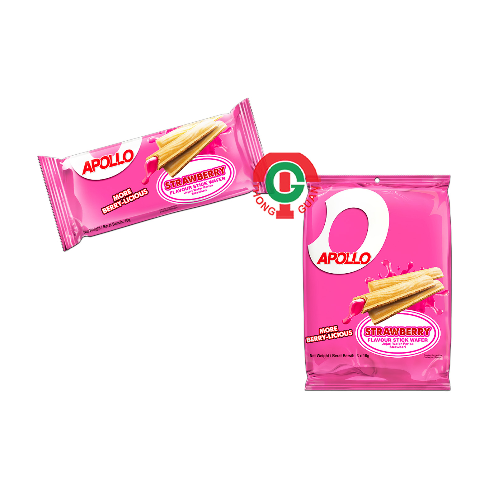 16g x 3pcs APOLLO Stick Wafer 2.0 [1012 Chocolate Wafer / 1042 Strawberry Wafer][Thong Guan]