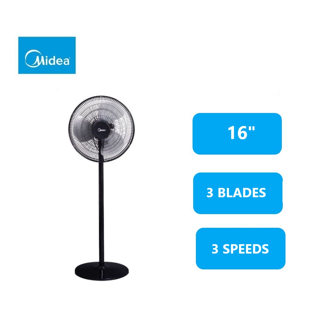 Midea 2 In 1 Stand Fan 16" 3 Speed MF-16FS23C-BK