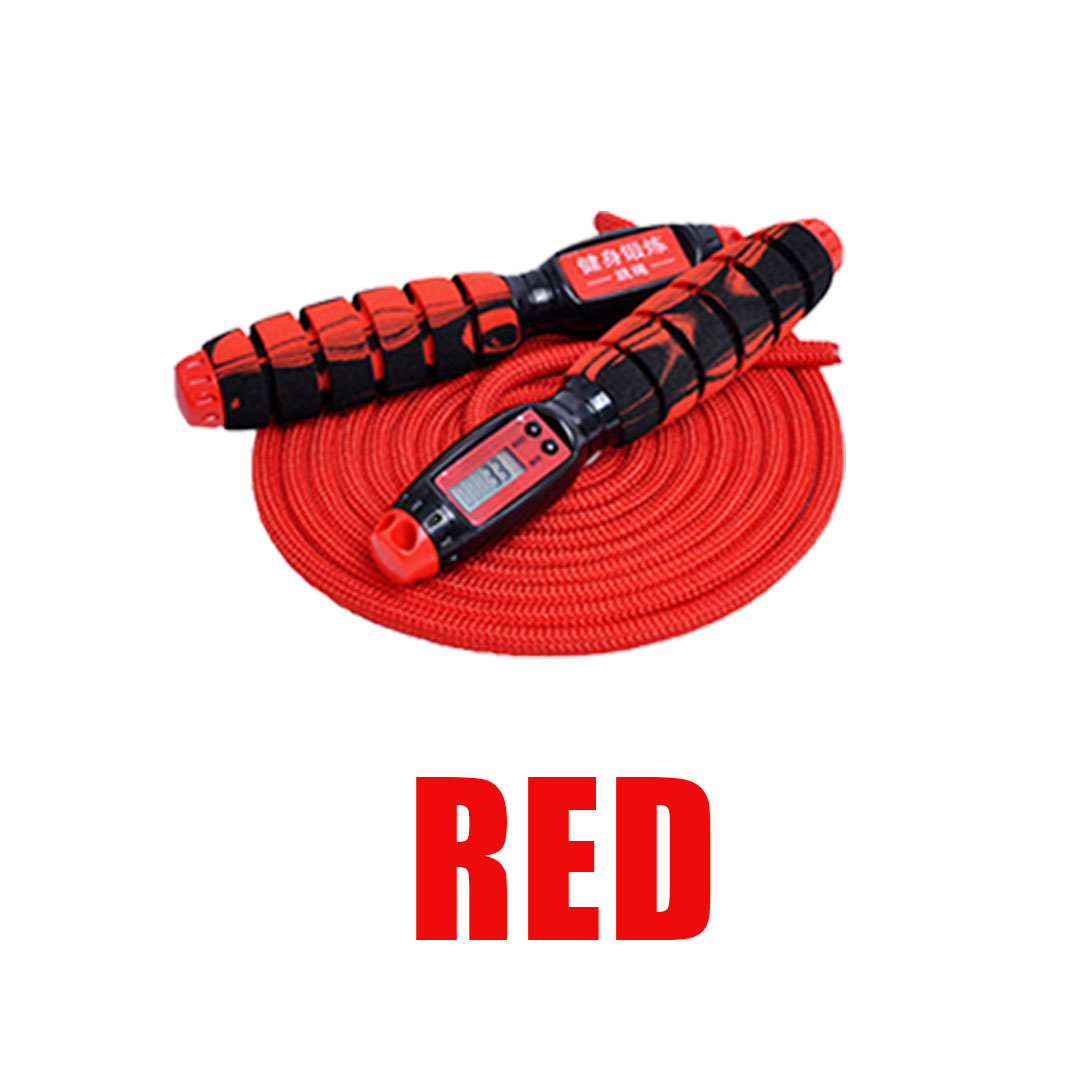 TS-11 SKIPPING ROPE GREY BLUE RED DIGITAL COUNTER 4 MODES COUNT KM MILES CALORIES 360 DEGREE ROTATIO