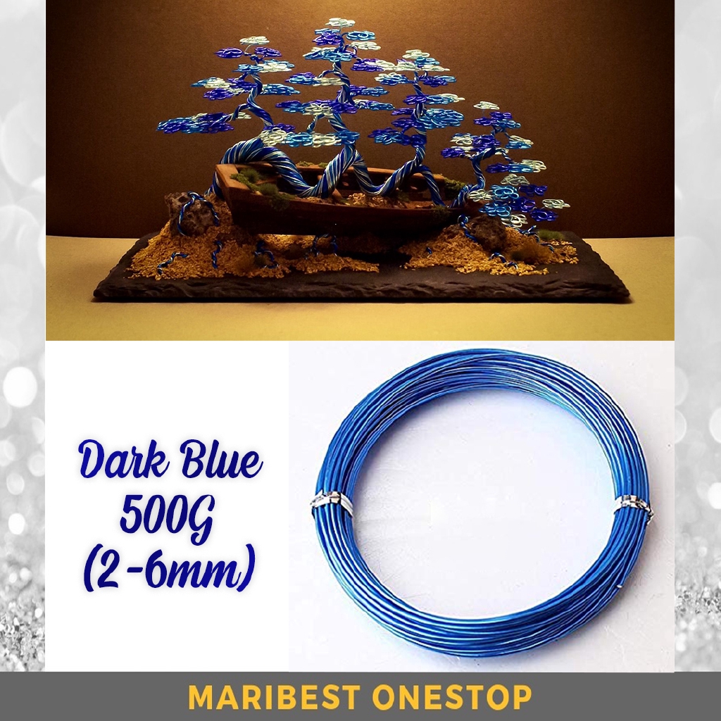 500g Bonsai Wire Aluminum Roll Approximate Size (2-6mm) Dark Blue Color Outdoor Gardening Tool Wire 