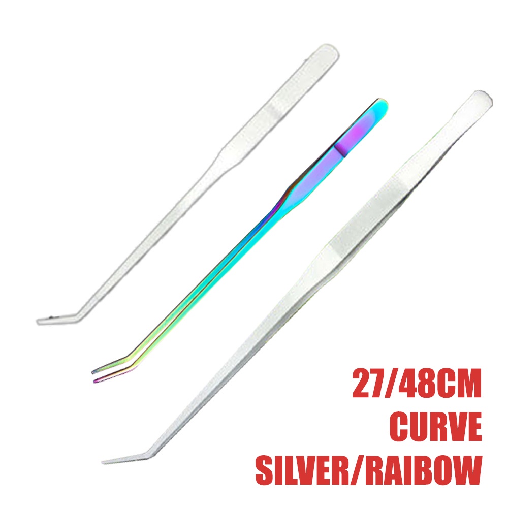 27cm / 48cm Aquascaping Tool Silver And Rainbow Stainless Steel Curved / Straight Tweezer for Aquari