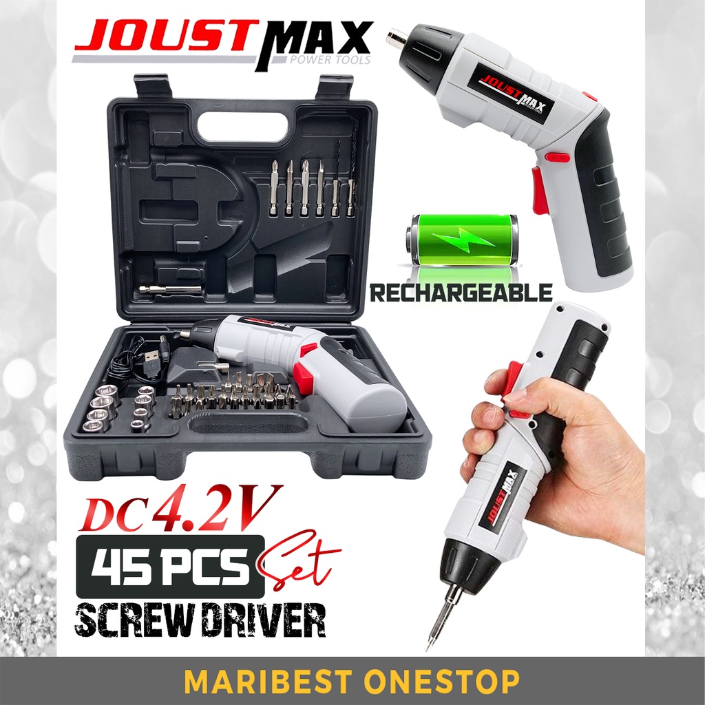 Joustmax / MacePlus 47pcs Rechargeable Cordless Screwdriver Drill Machine 4.2V JST24802 /4.2V MT-CS4