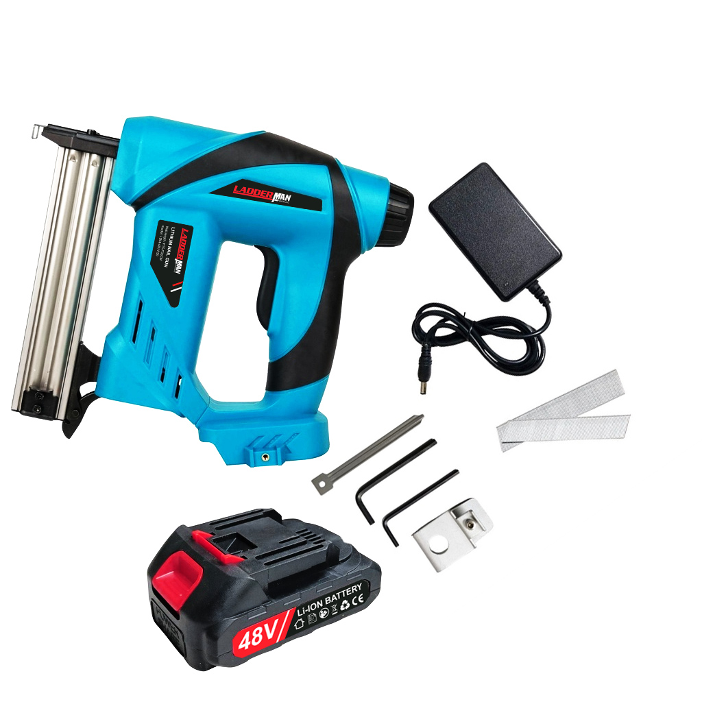 48V Cordless Nail Gun Rechargeable Battery Electric Heavy Duty Staple Brad Nailer Wood Mesin Pistol 