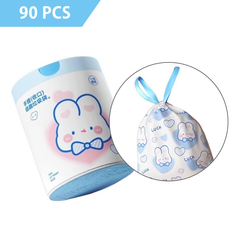 《     》 90pcs Drawstring Garage Bag Big Roll Trash Rubbish Bags Plastik Sampah 垃圾袋 NWD