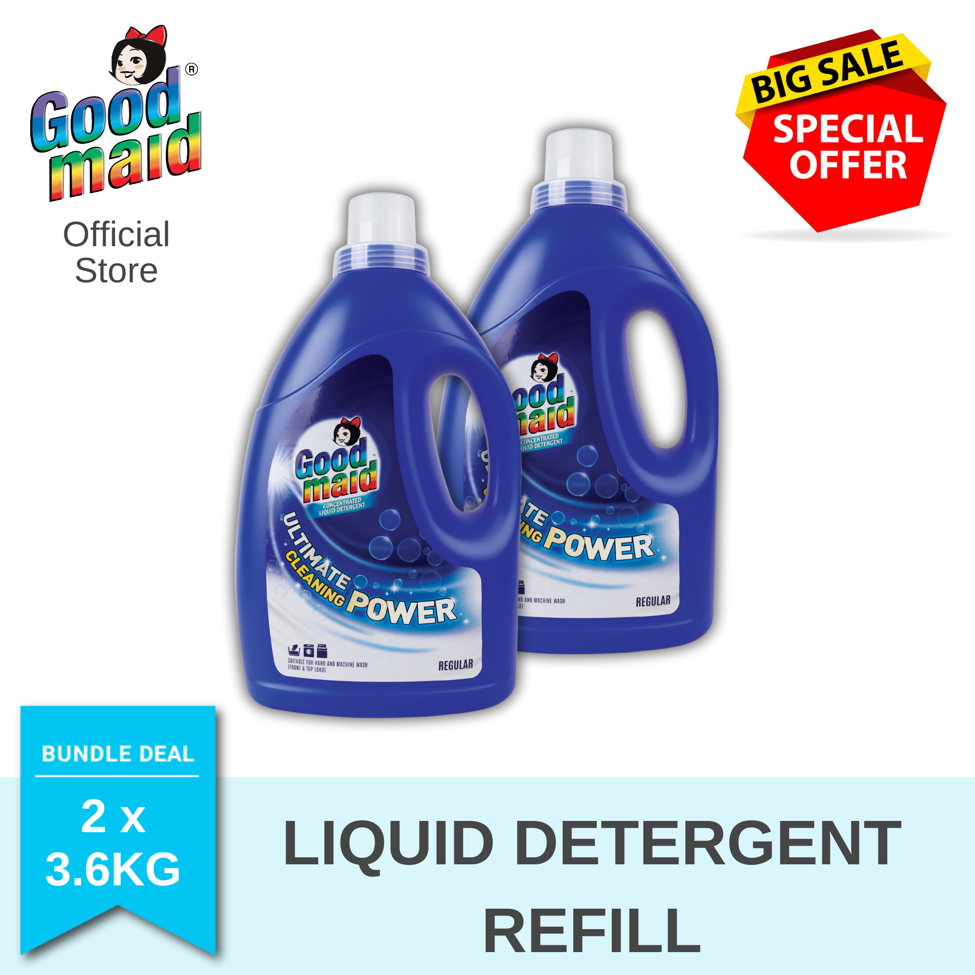 Goodmaid Con Laundry Liquid Detergent - Regular (3.6kg) [BUNDLE OF 2]