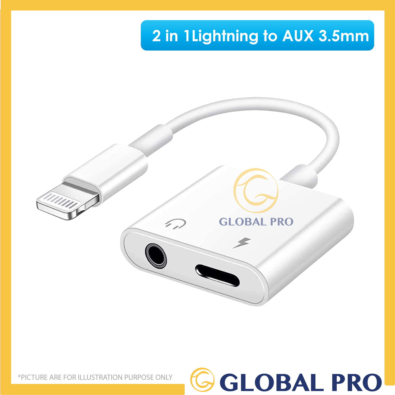 Ligthning to Ligthning / 3.5mm AUX Splitter Adapter IOS Lightning Double Dual Support Mic Call Charg