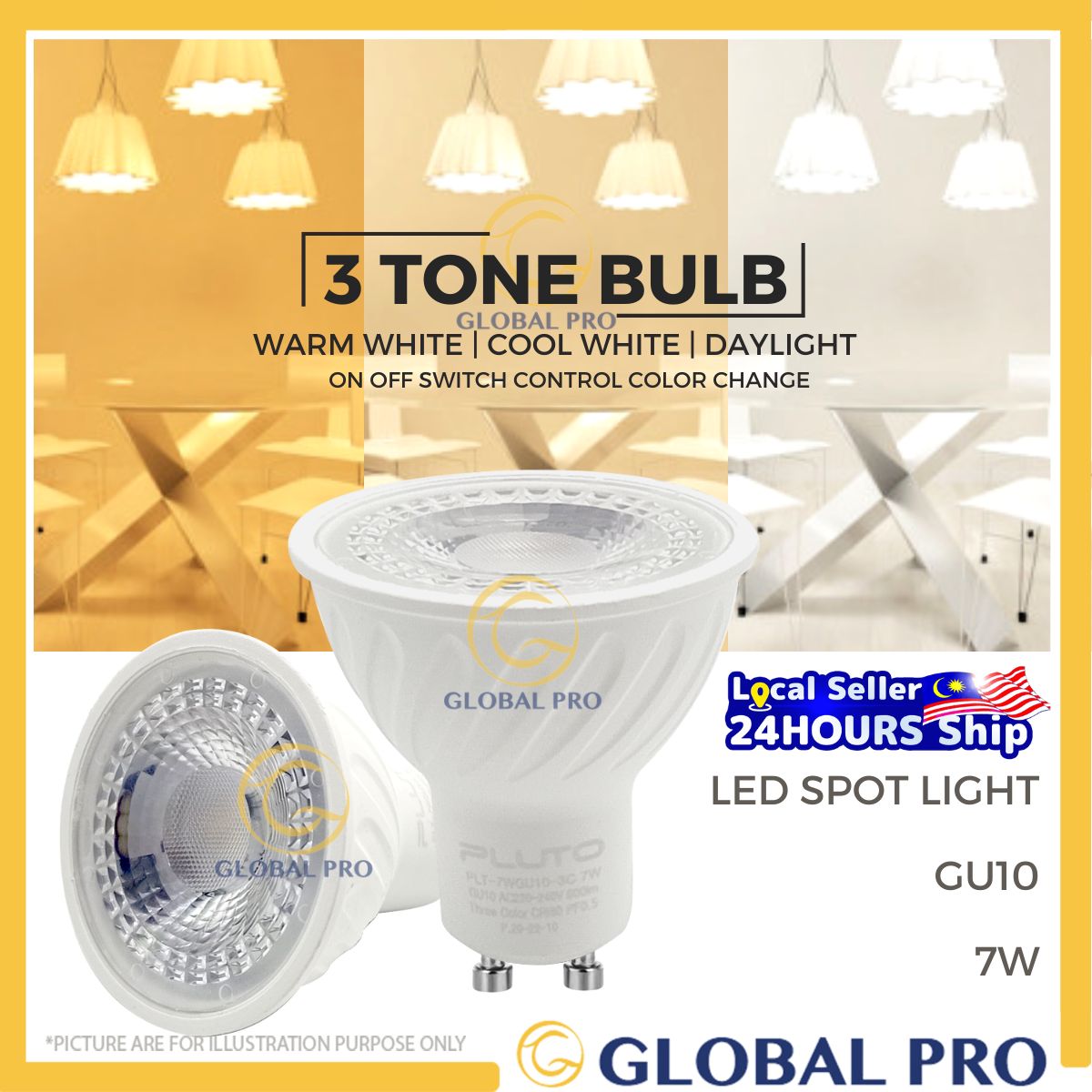 7W GU10 LED Bulb 3C Mentol LED Spotlight Track Light Ceiling Downlight Eyeball Bulb Metol Rumah LED 