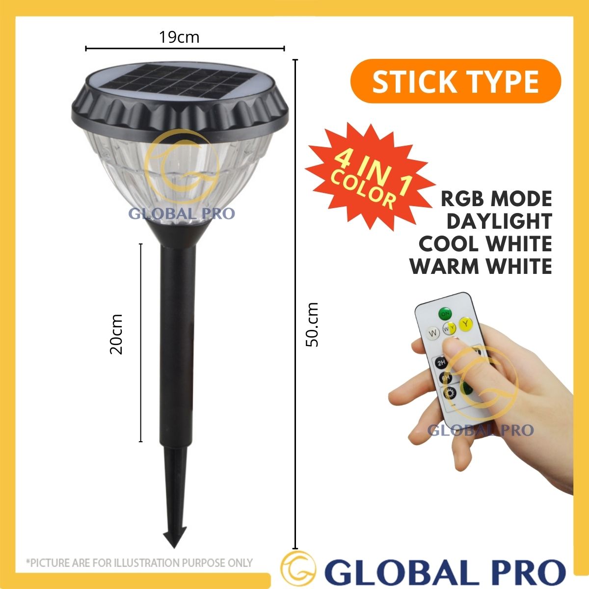 PILLAR / STICK 4 IN 1  Solar Light Outdoor Lighthing With Remote Lampu Solar Outdoor Lighthing IP65 