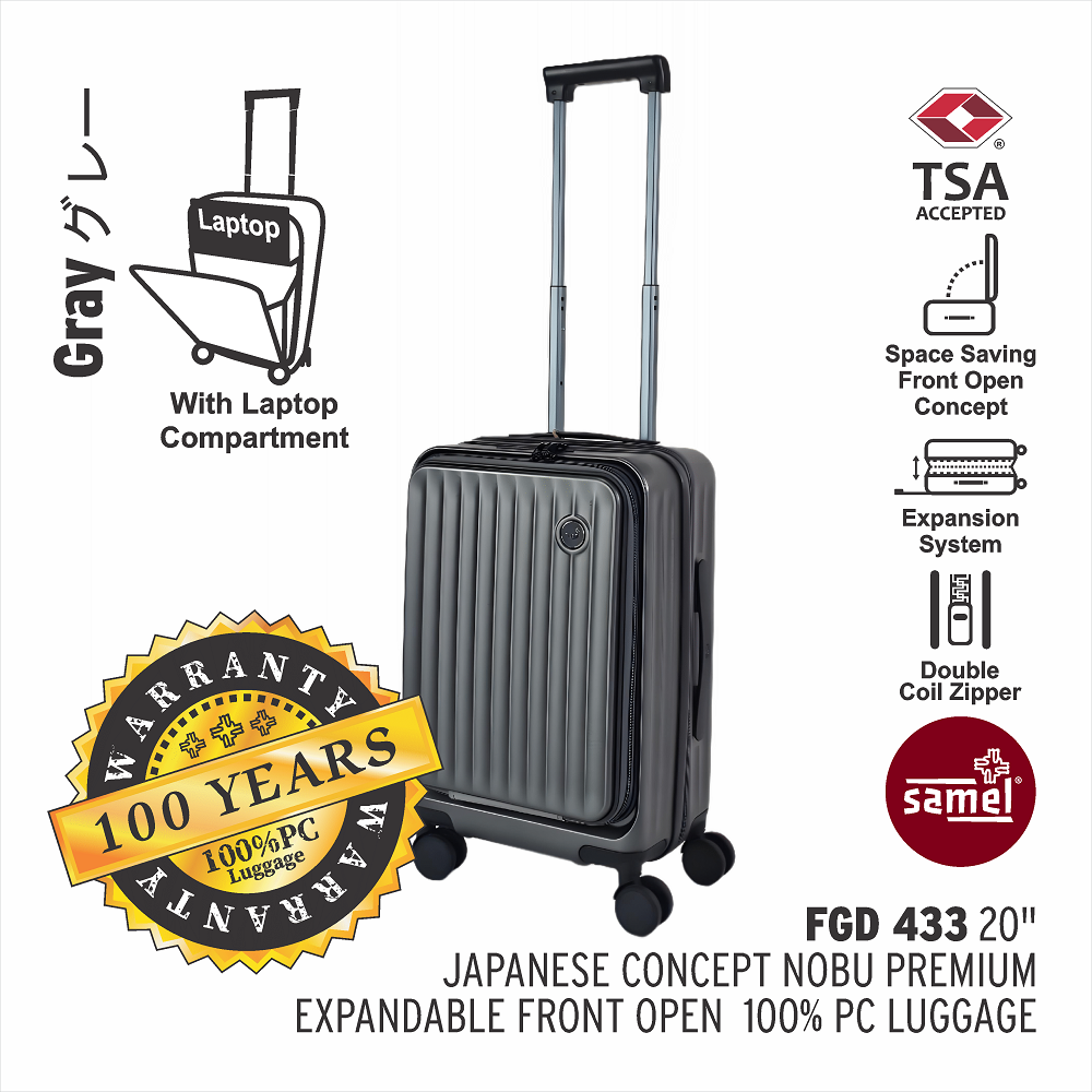 SAMEL 20" FGD 433 JAPANESES CONCEPT NOBU PREMIUM EXPANDABLE FRONT OPEN 100% PC LUGGAGE