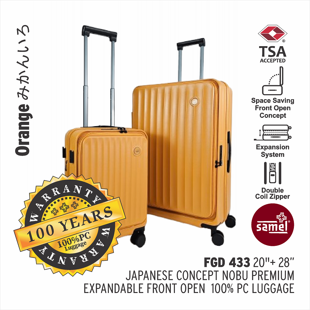SAMEL 20''+28" FGD 433 JAPANESES CONCEPT NOBU PREMIUM EXPANDABLE FRONT OPEN 100% PC LUGGAGE