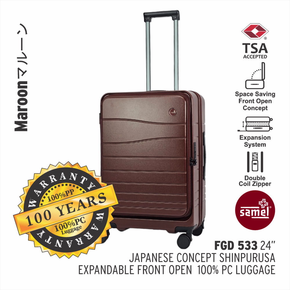 SAMEL 24" FGD 533 JAPANESES CONCEPT NOBU PREMIUM EXPANDABLE FRONT OPEN 100% PC LUGGAGE